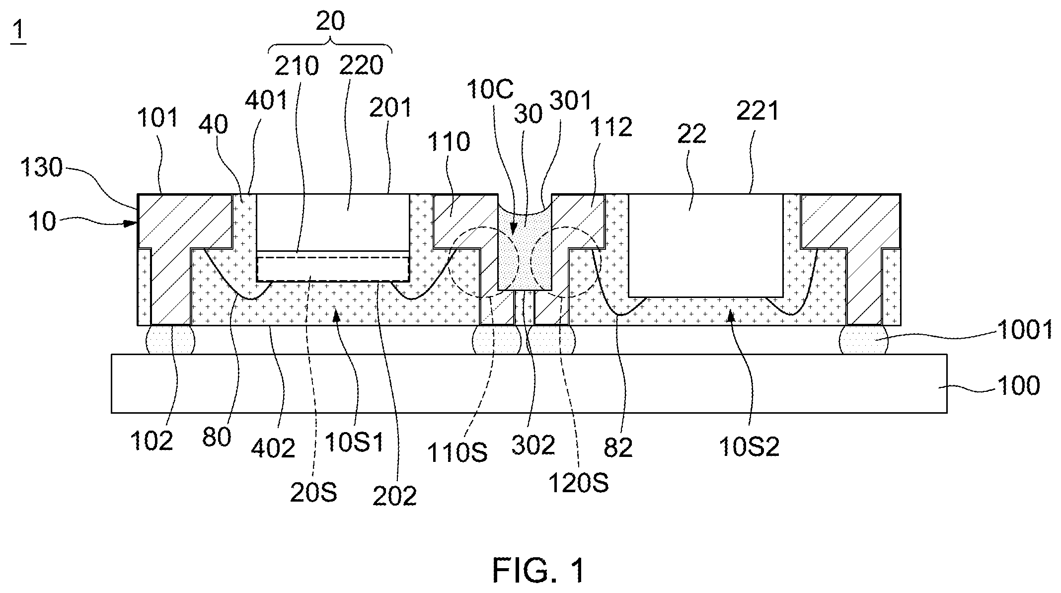 Patent US12581954 Figure 1 – Semiconductor device package and method of manufacturing the same