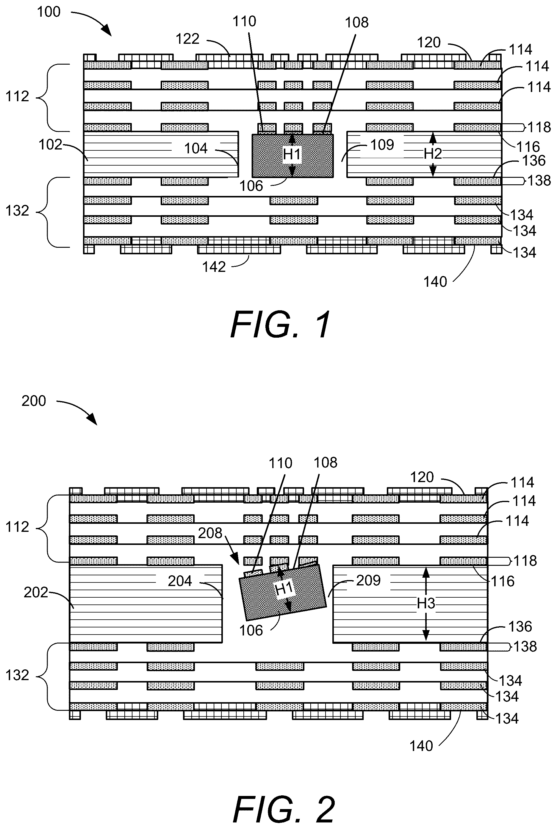 Patent US12581966 — Electronic component placed on core of substrate — Figure 1
