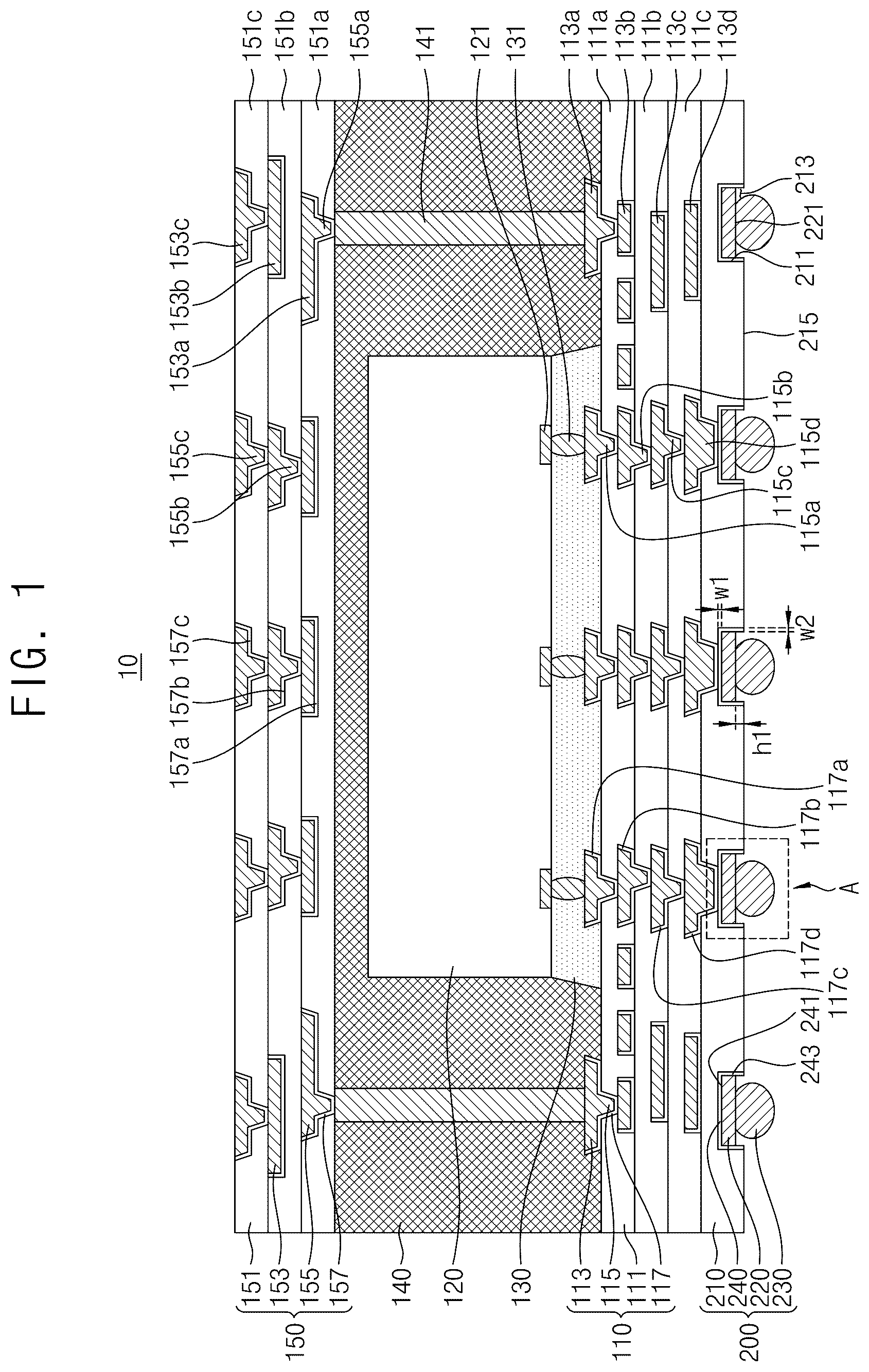 Patent US12581978 — Semiconductor package including under bump metallization pad — Figure 1
