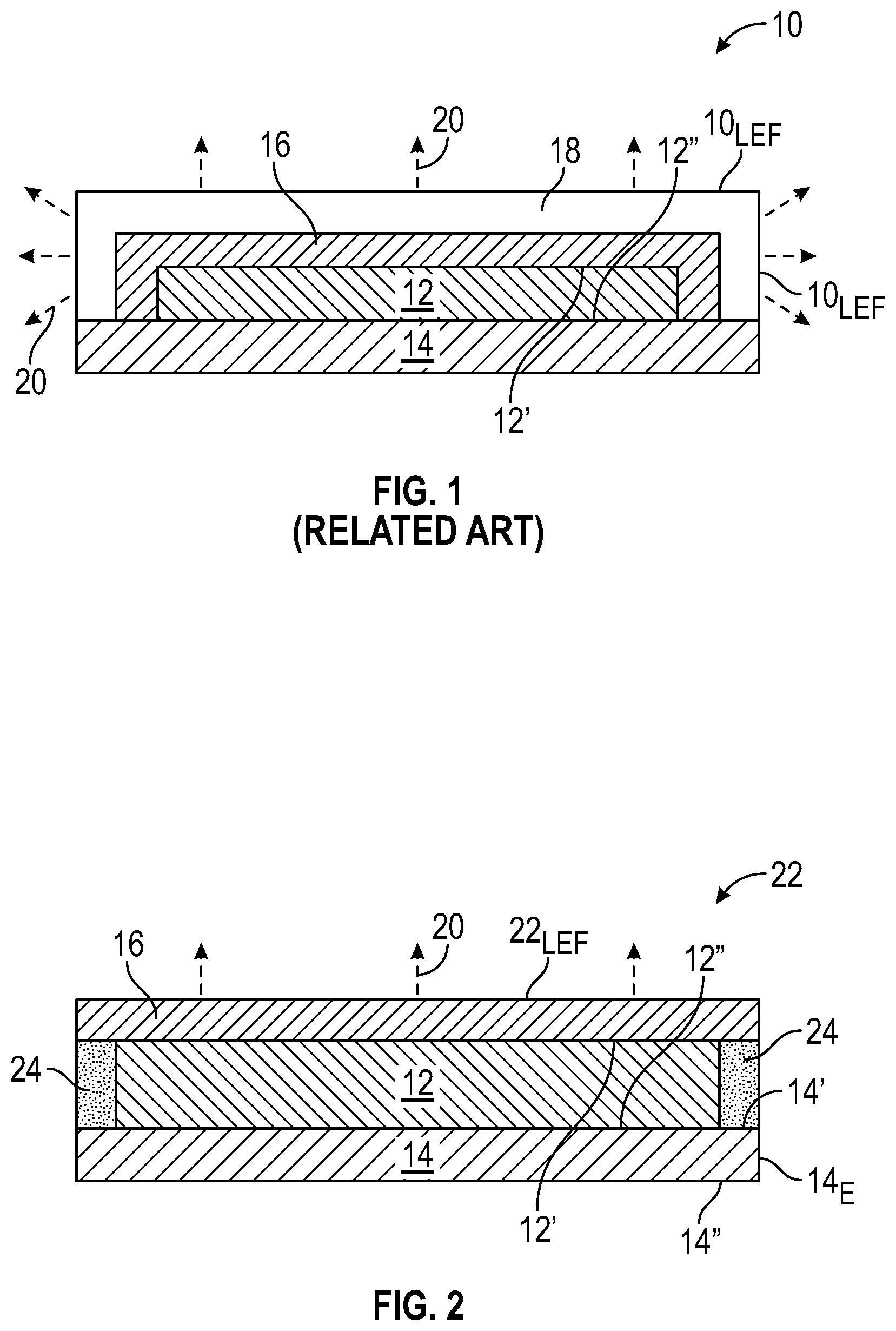 Patent US12581997 Figure 1 – Light-emitting diode packages with directional emission intensity and color uniformity