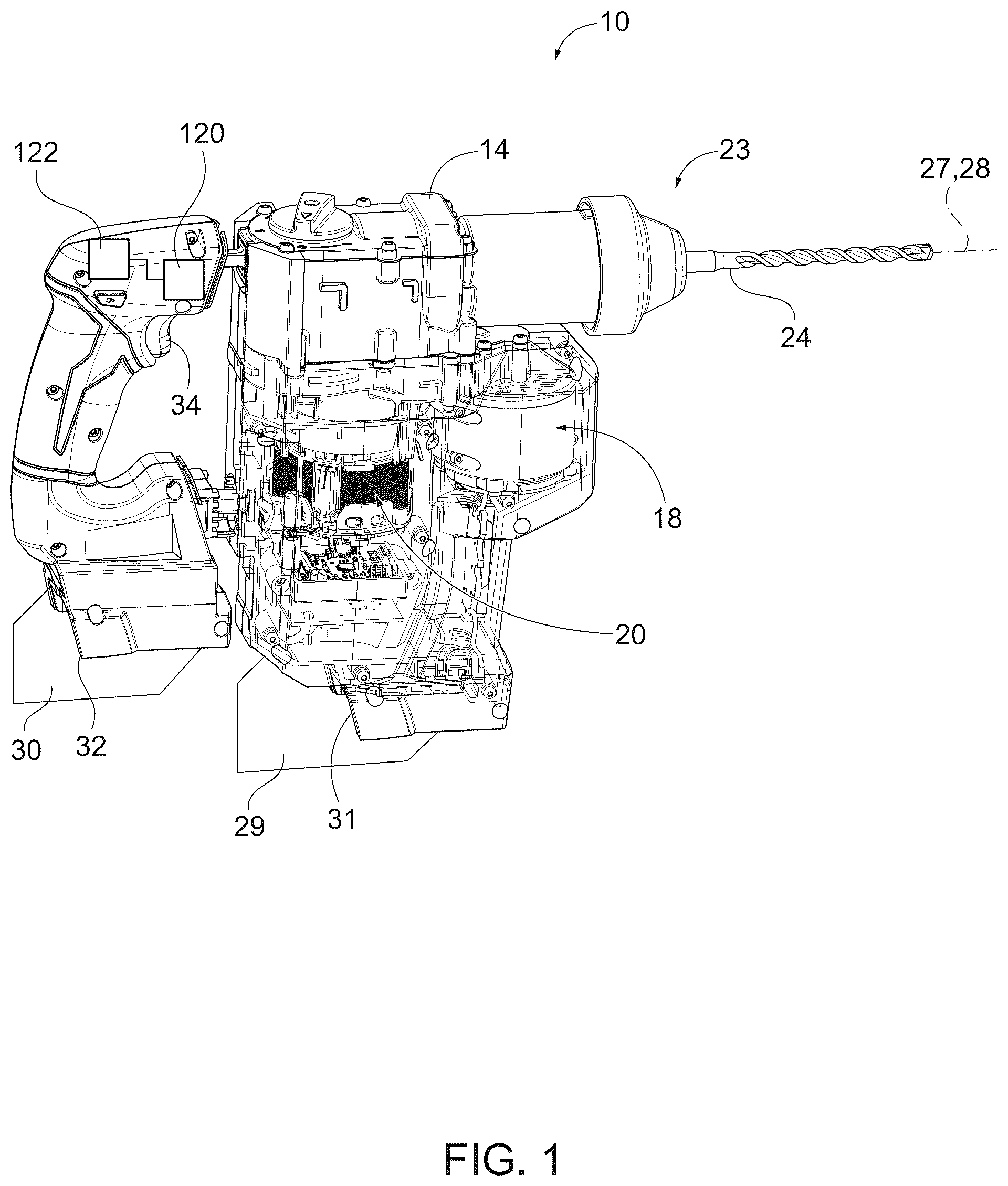 Patent US12583069 Figure 1 – Rotary power tool