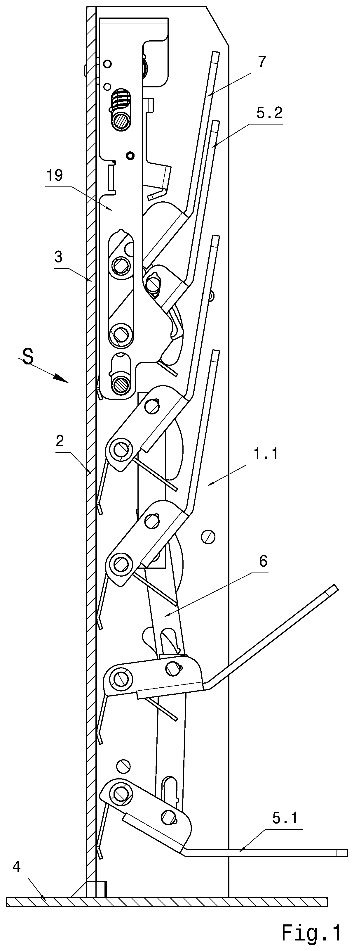 Patent US12583094 — Contactless locking of ratchet columns — Figure 1