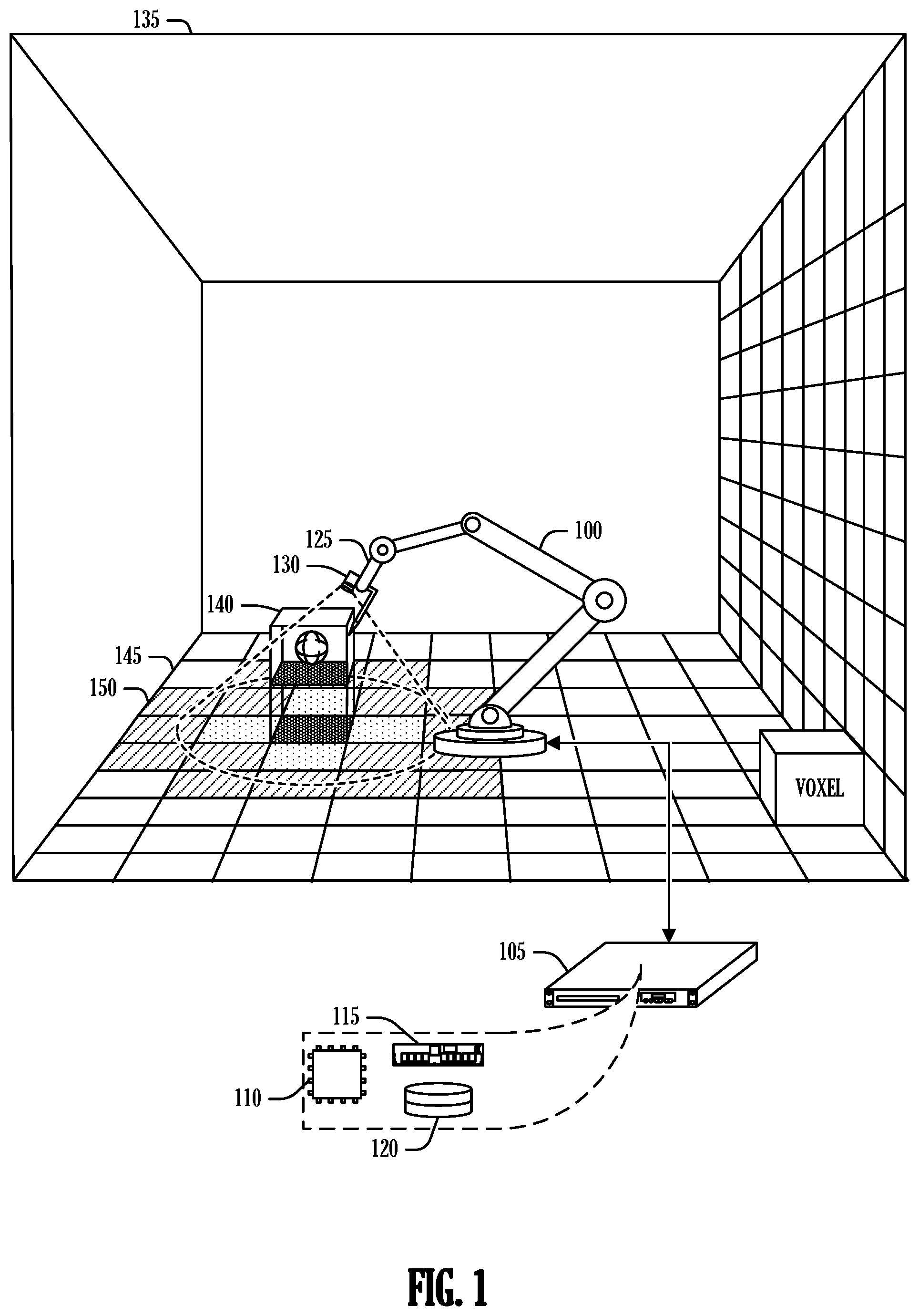 Patent US12583118 Figure 1 – Robotic device workspace mapping
