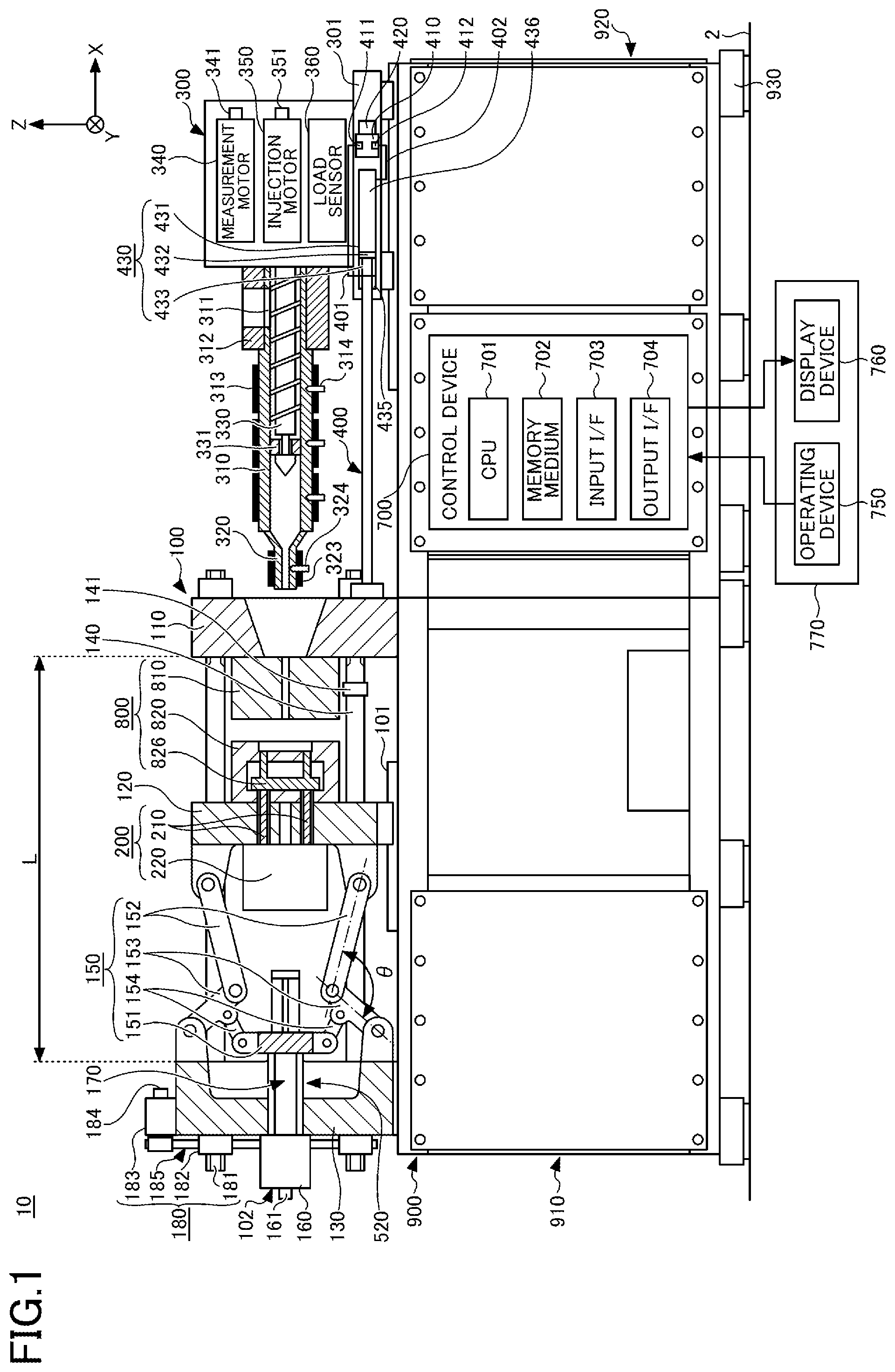 Patent US12583155 — Control device for injection molding machine and control method for injection molding machine — Figure 1