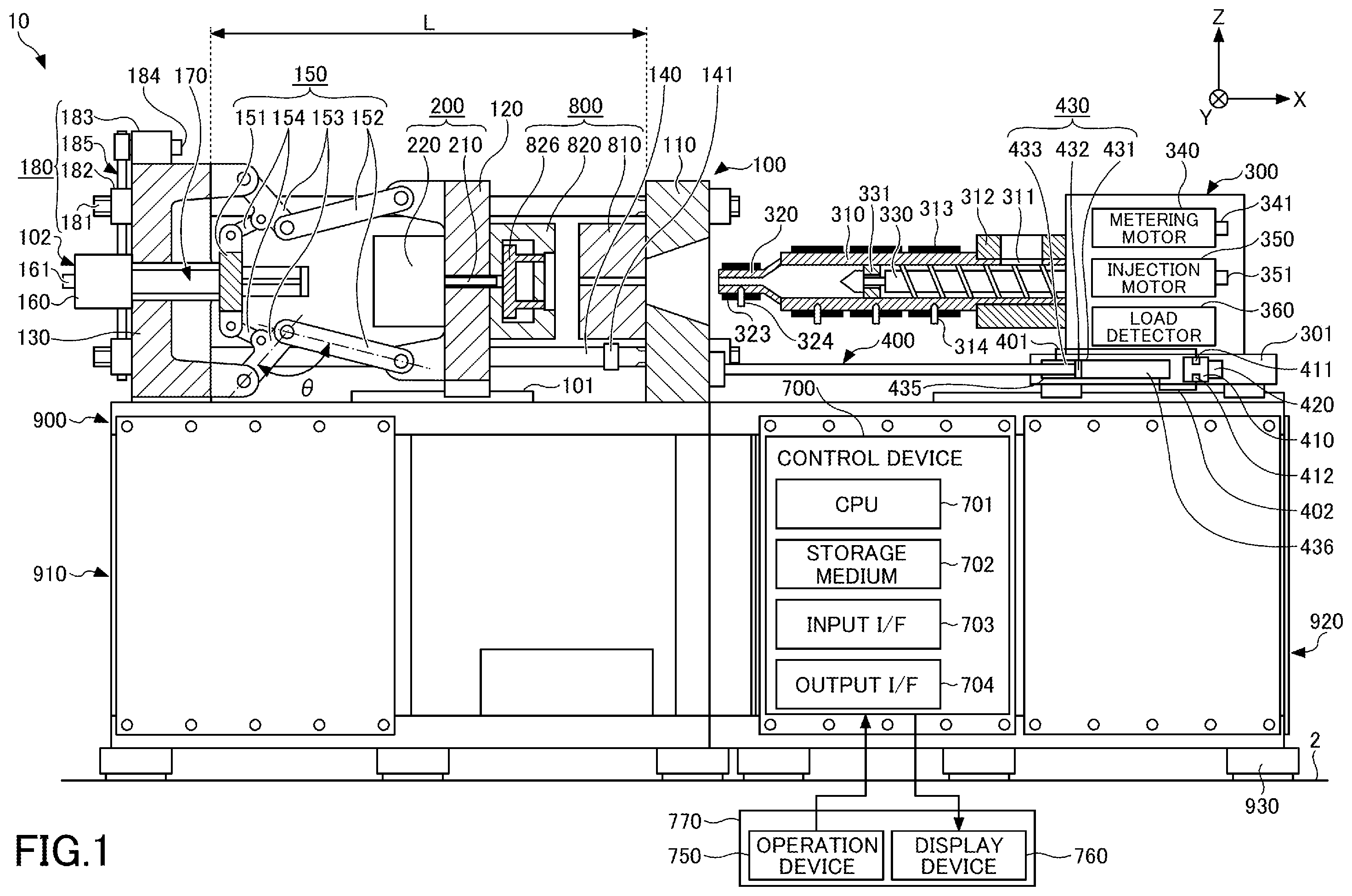 Patent US12583160 — Control device of injection molding machine and injection molding machine — Figure 1