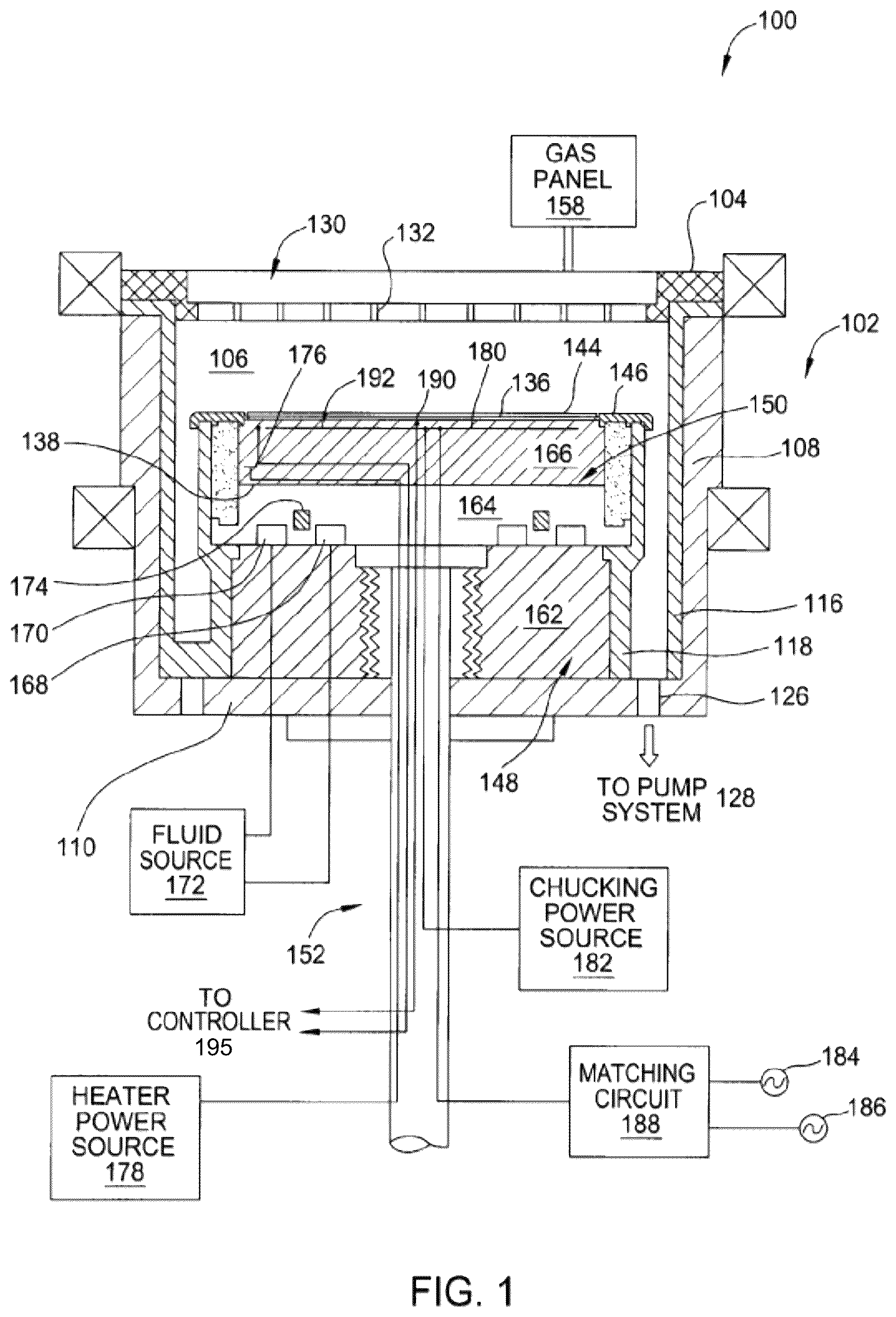 Patent US12583211 Figure 1 – Substrate support assembly with multiple discs