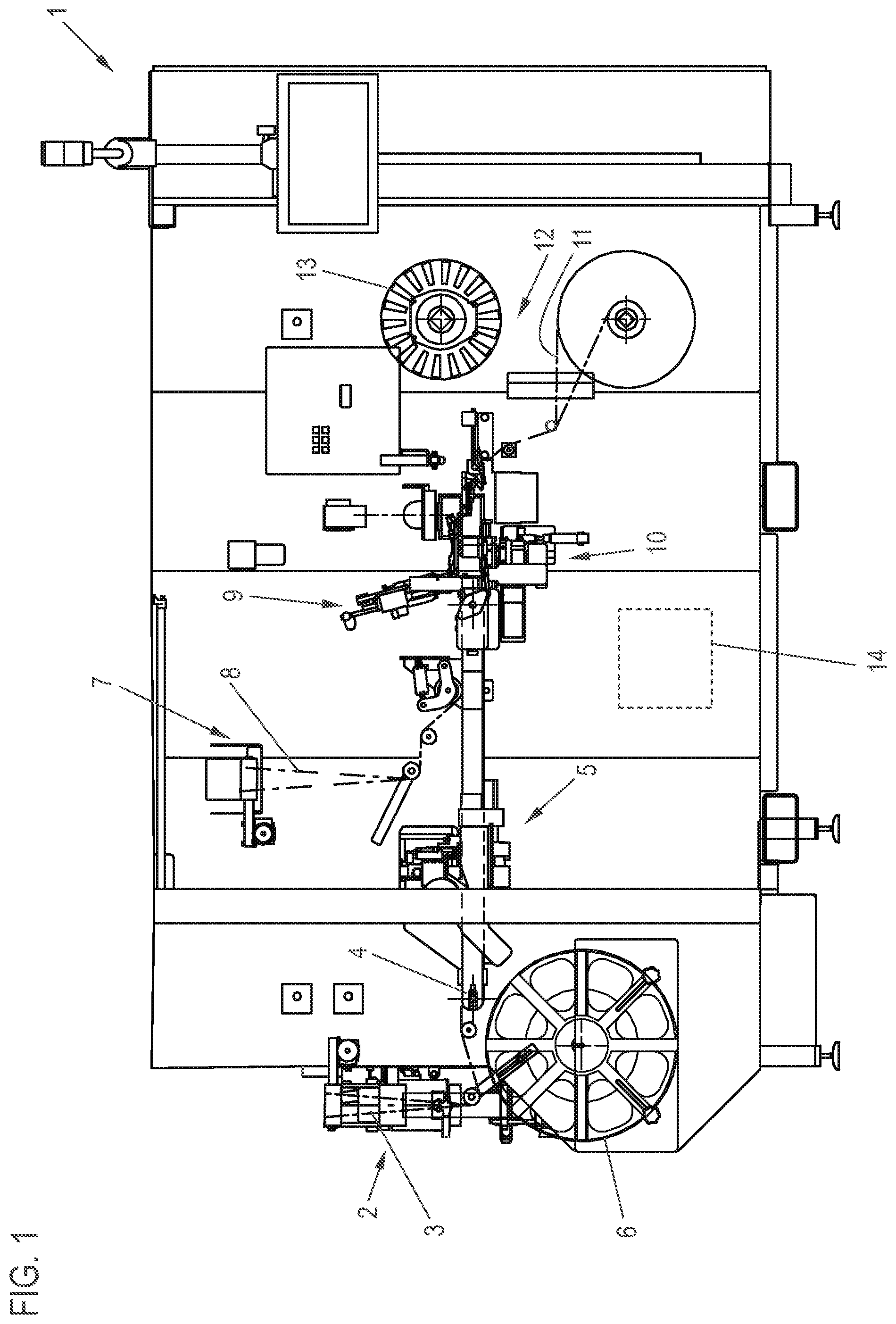 Patent US12583216 — Method for producing separated strip-like laminate components comprising an electronic component embedded between two laminate layers of a tape like adhesive material, and device for producing such laminate components — Figure 1