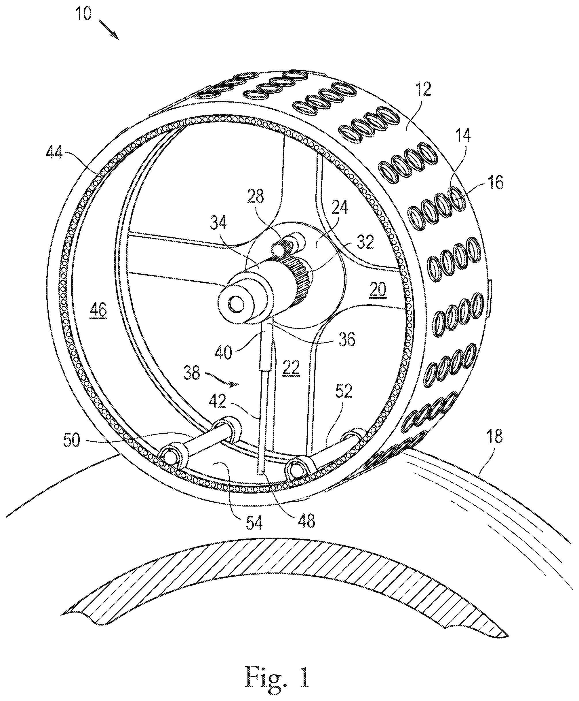 Patent US12583251 — Wheels with controllable suction devices for adhesion on surfaces — Figure 1