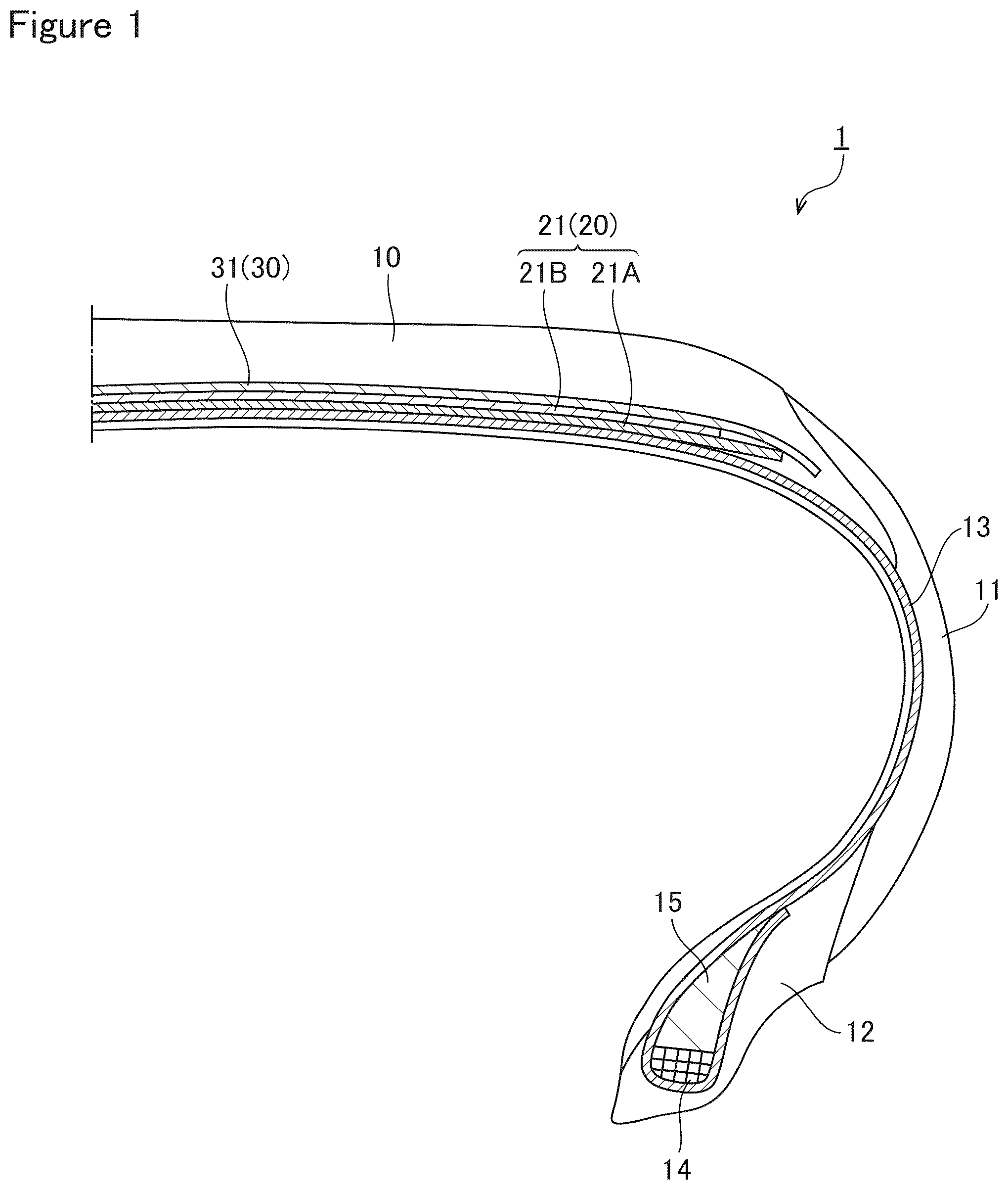 Patent US12583259 Figure 1 – Pneumatic tire
