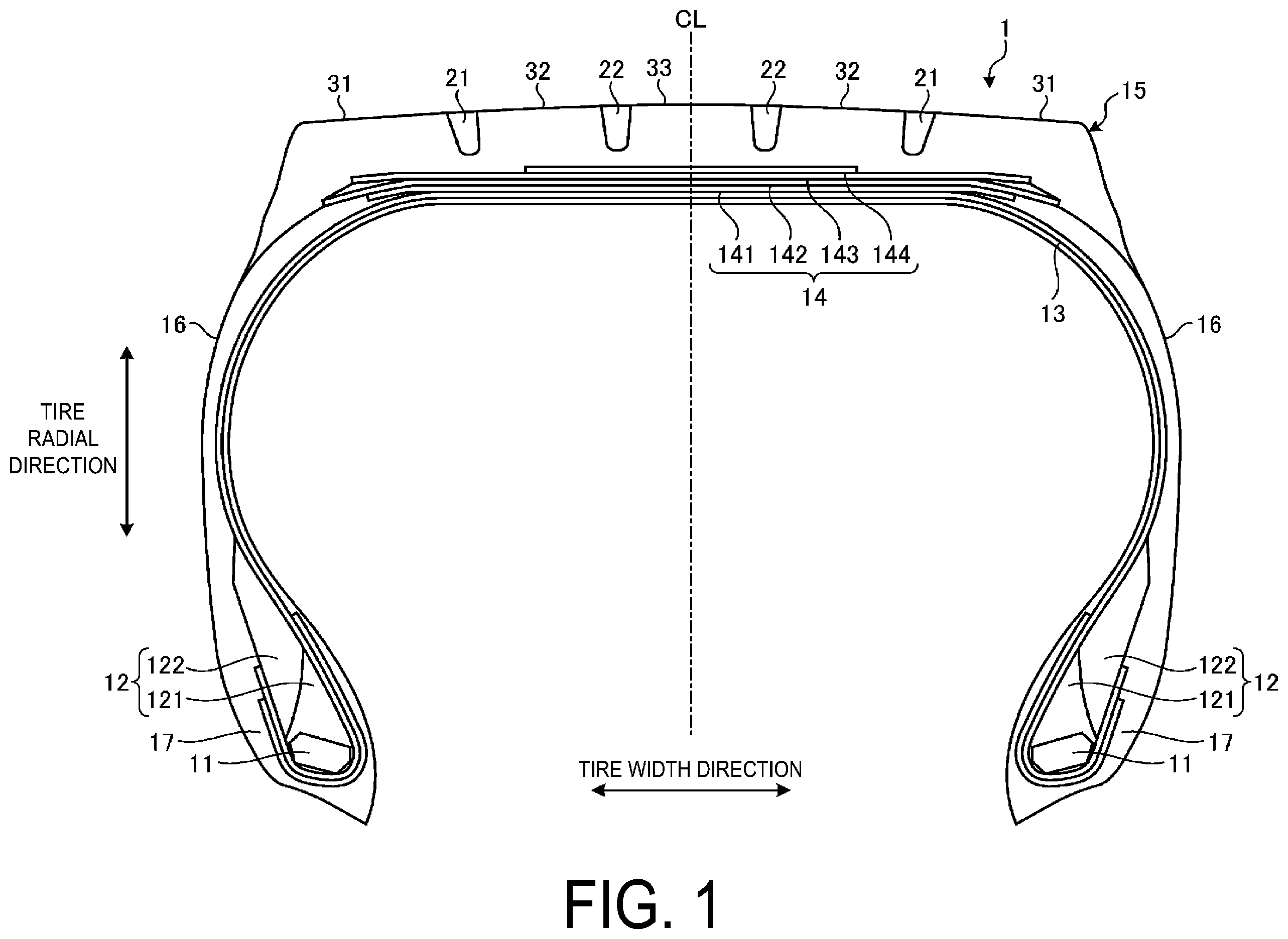 Patent US12583263 — Pneumatic tire — Figure 1