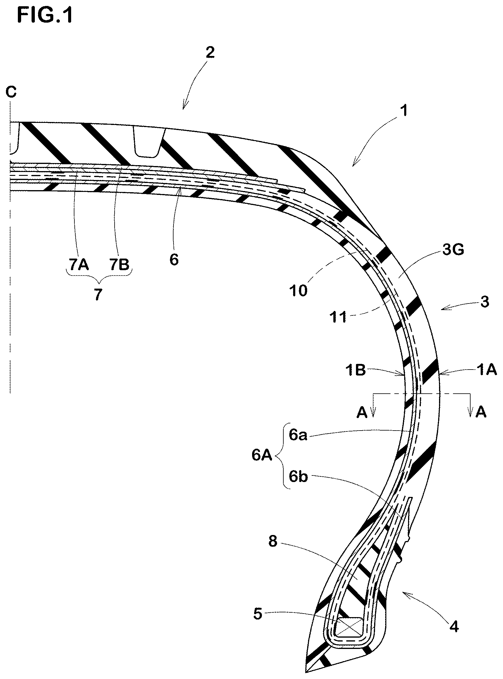 Patent US12583265 — Pneumatic tire — Figure 1
