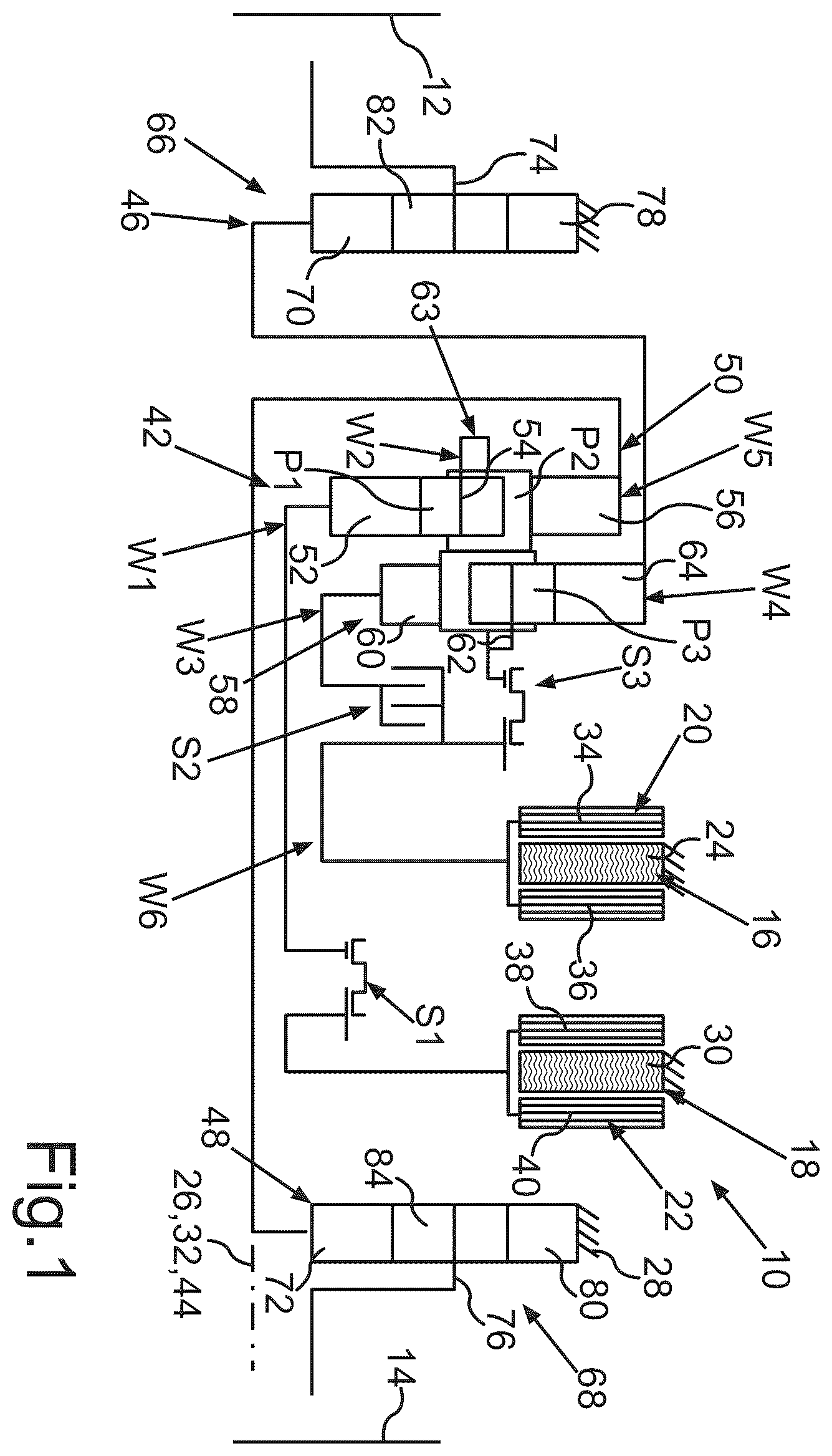 Patent US12583302 — Electric drive train for a motor vehicle, in particular for a motor car — Figure 1