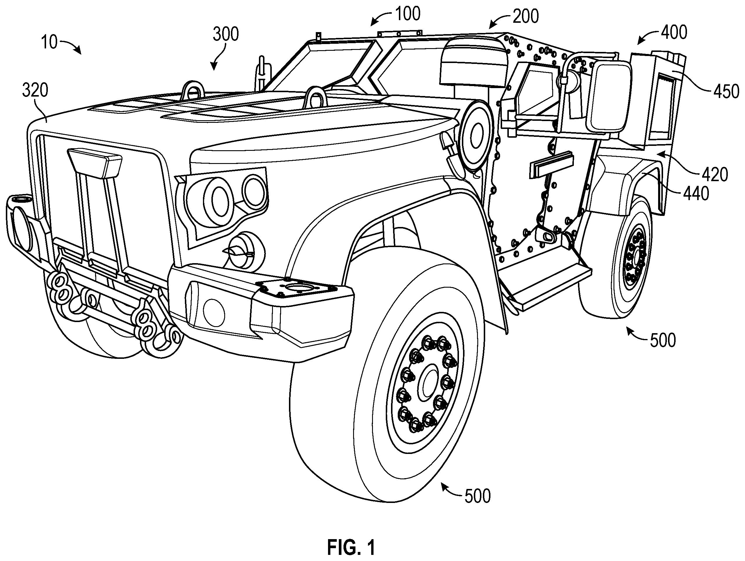 Patent US12583309 — Hybrid power system for a military vehicle — Figure 1