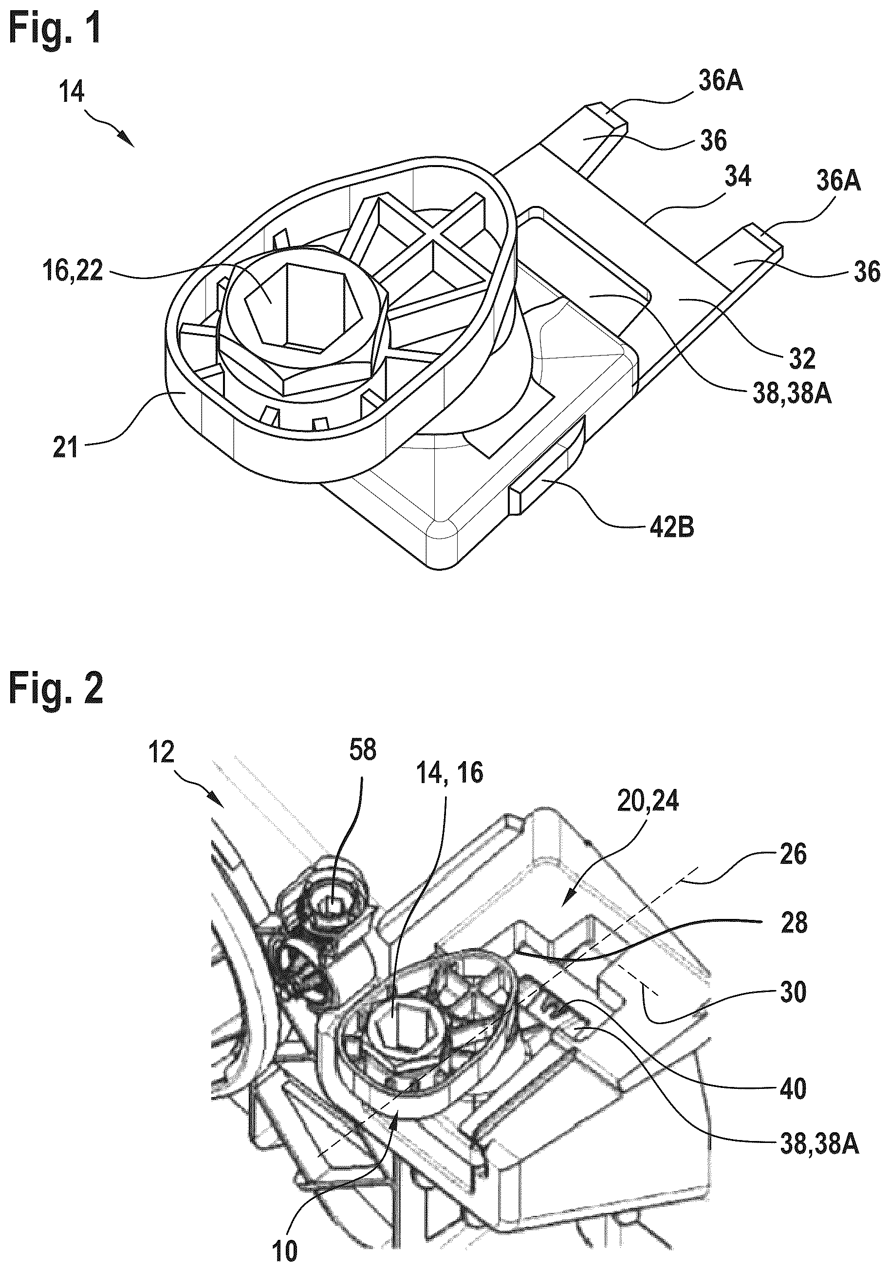 Patent US12583377 — Fastening device for fastening a headlamp in a motor vehicle, a headlamp assembly, a motor vehicle, a kit comprising a plurality of fastening devices — Figure 1