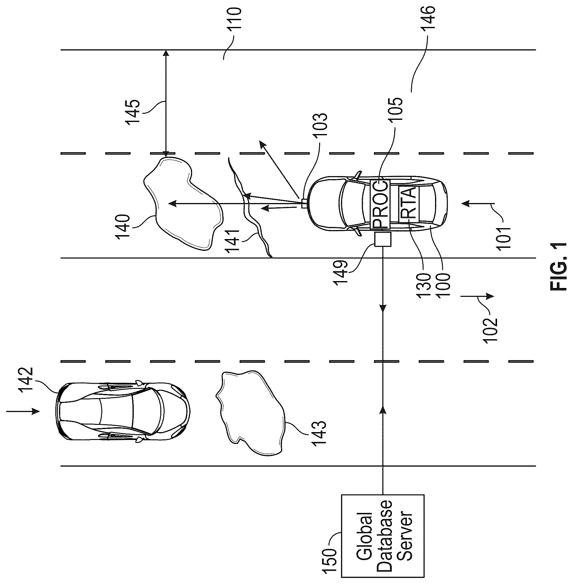 Patent US12583447 Figure 1 – Roadway hazard detection and avoidance