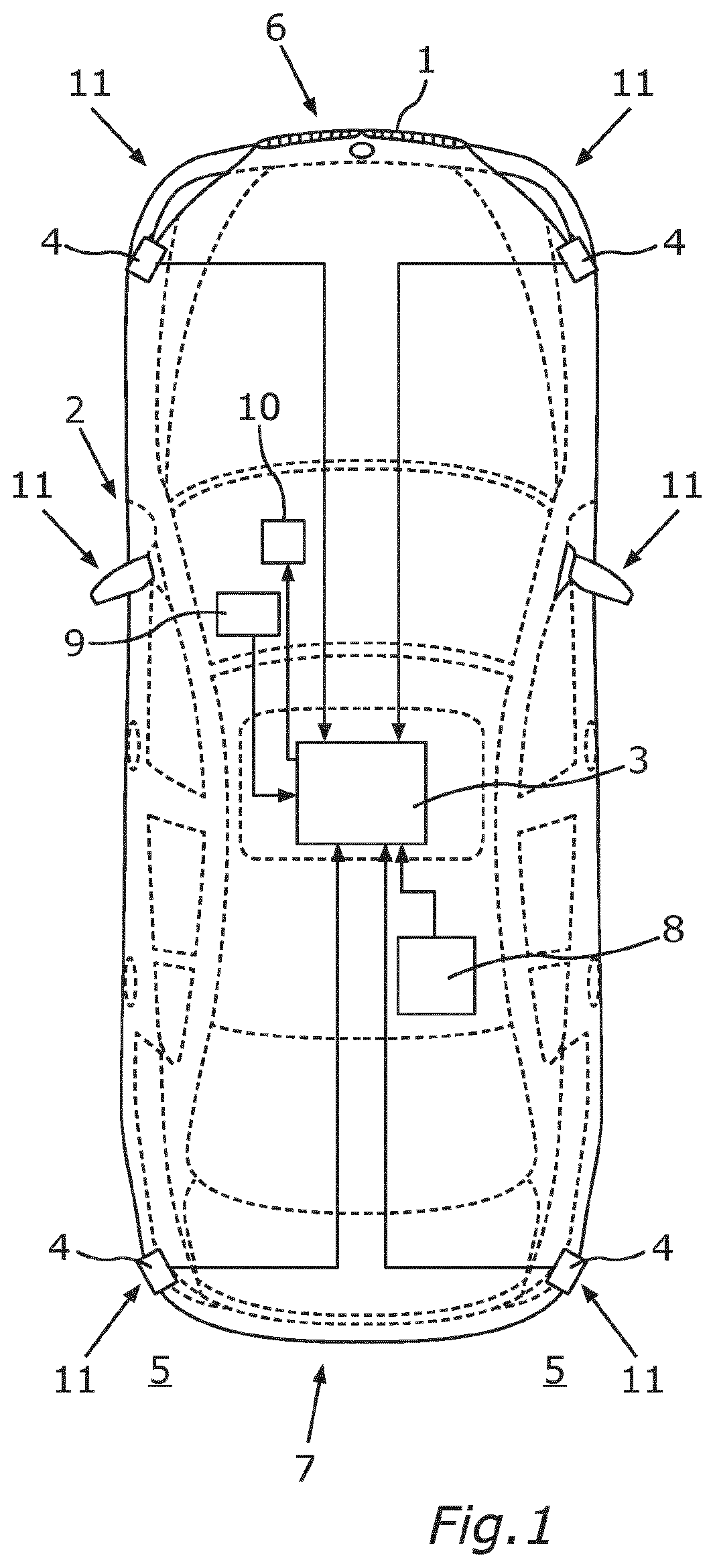Patent US12583457 Figure 1 – Method for assisting a vehicle user during a lane change maneuver taking into account different areas in the surroundings of the vehicle, and driver assistance system for a vehicle