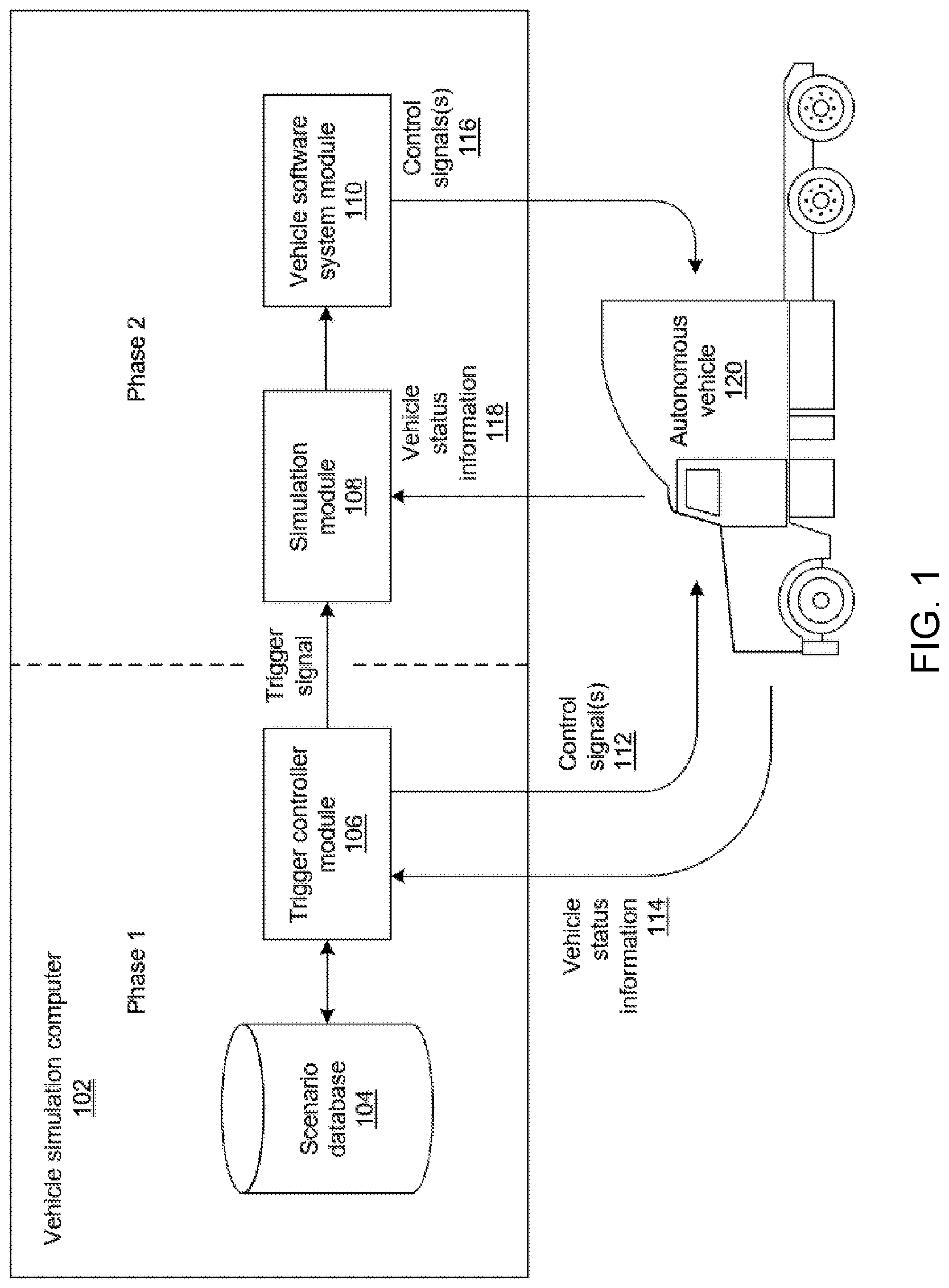 Patent US12583469 — Hybrid simulation system for autonomous vehicles — Figure 1