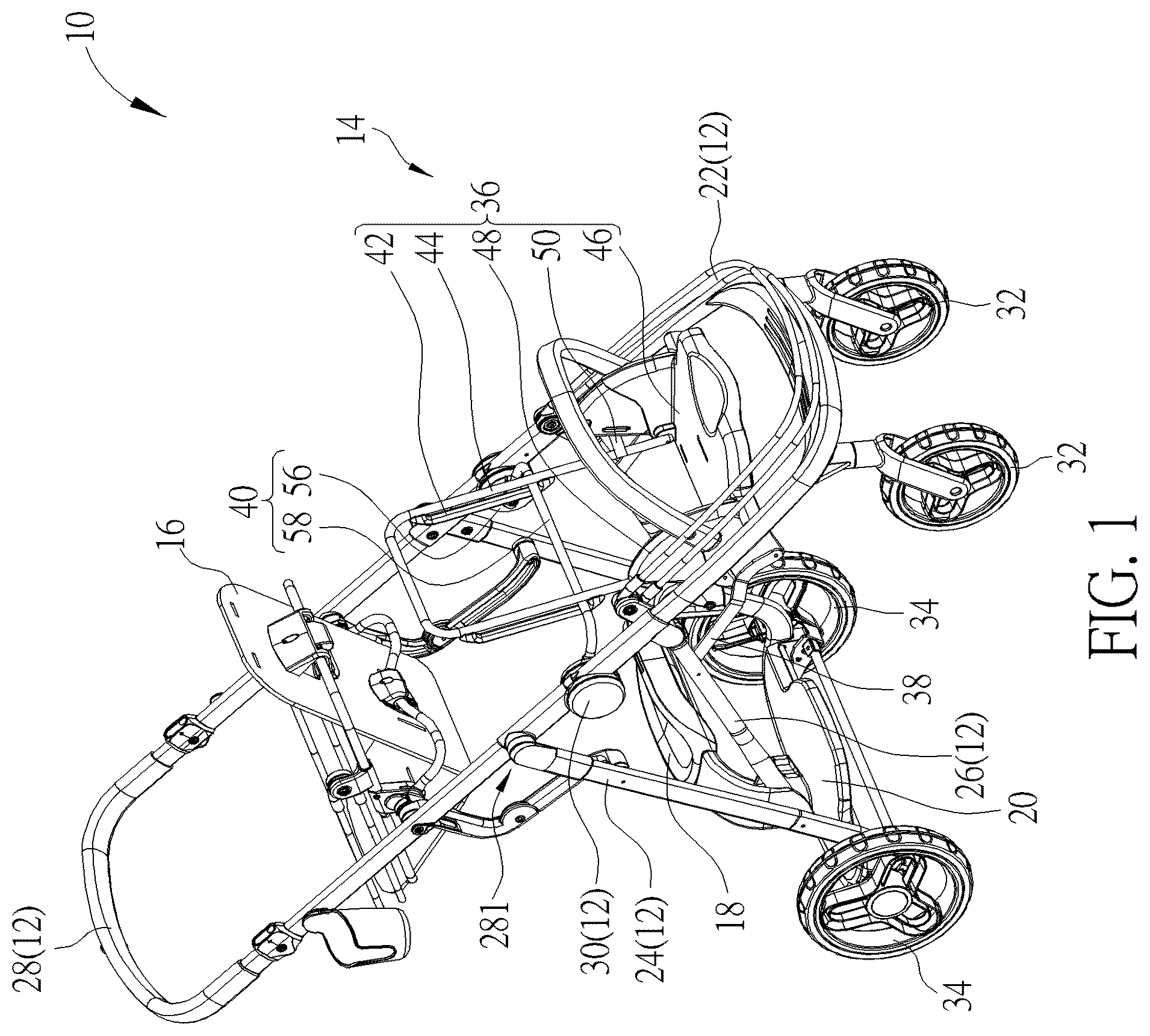 Patent US12583499 — Multi child stroller — Figure 1