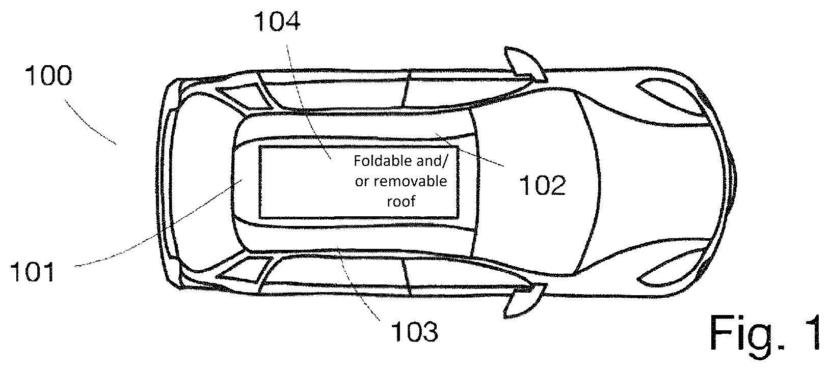 Patent US12583526 — Motor vehicle comprising a roof having a first area and two second areas — Figure 1