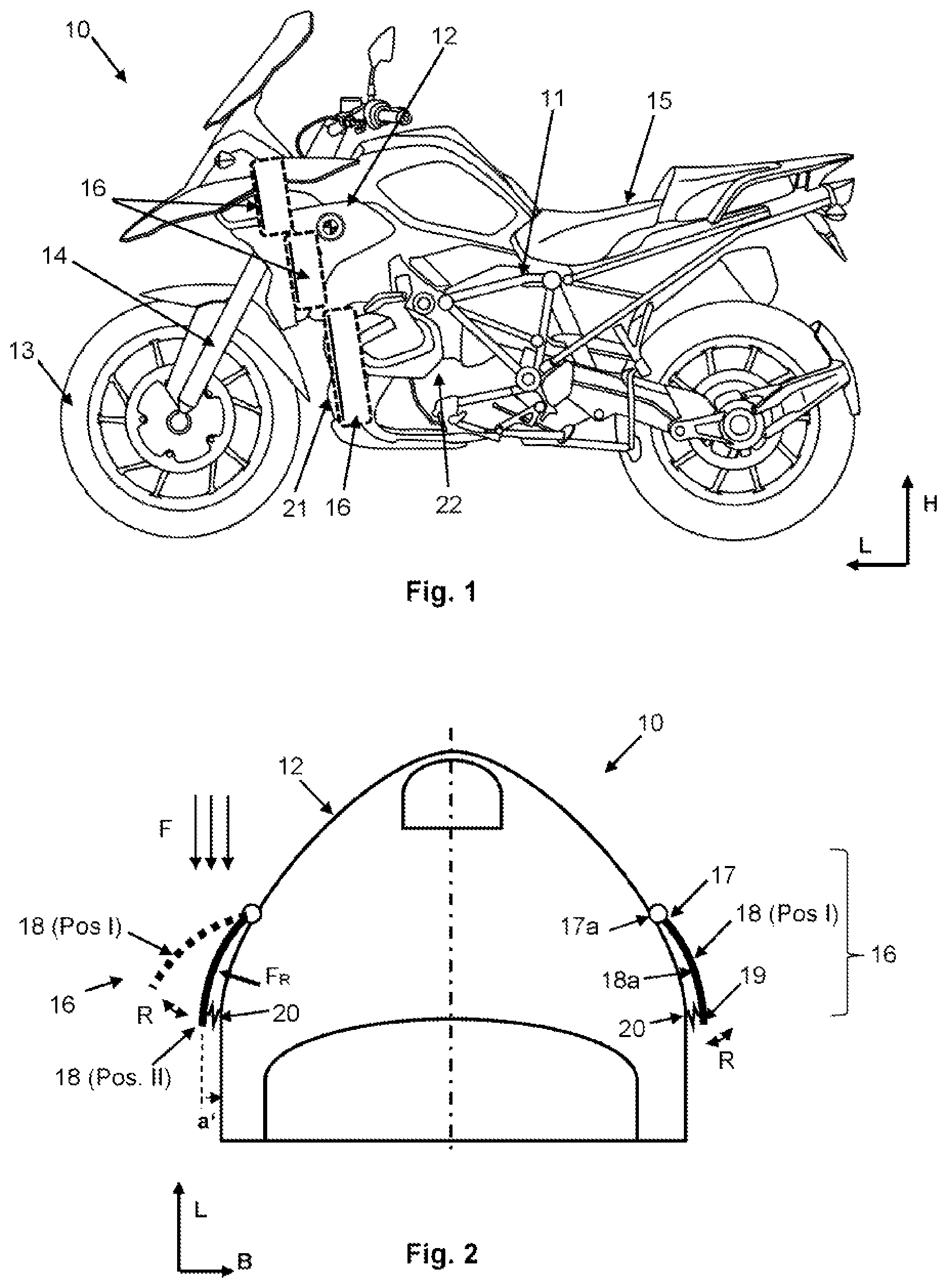 Patent US12583543 — Motorcycle having an adjustable air-guiding element — Figure 1