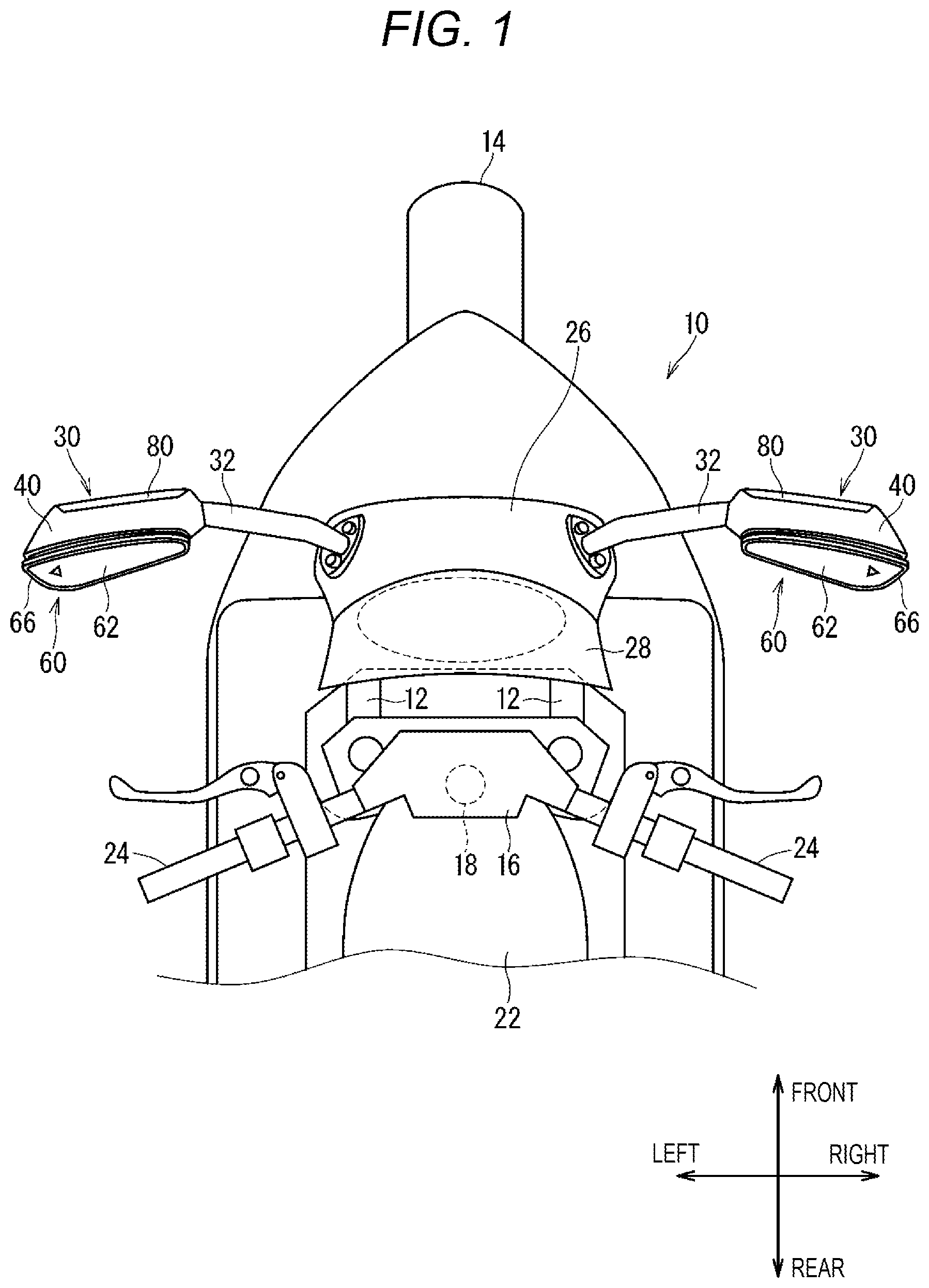 Patent US12583544 — Mirror device and straddle-type vehicle — Figure 1