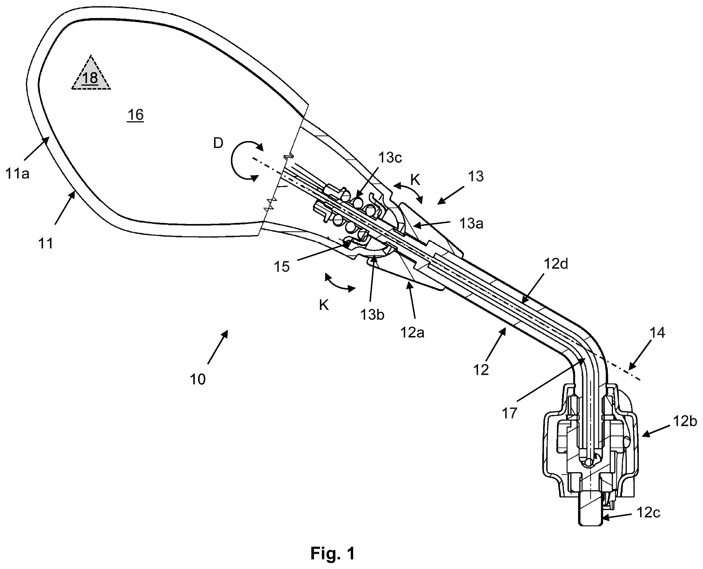 Patent US12583545 — Rear mirror assembly with anti-rotation protection — Figure 1
