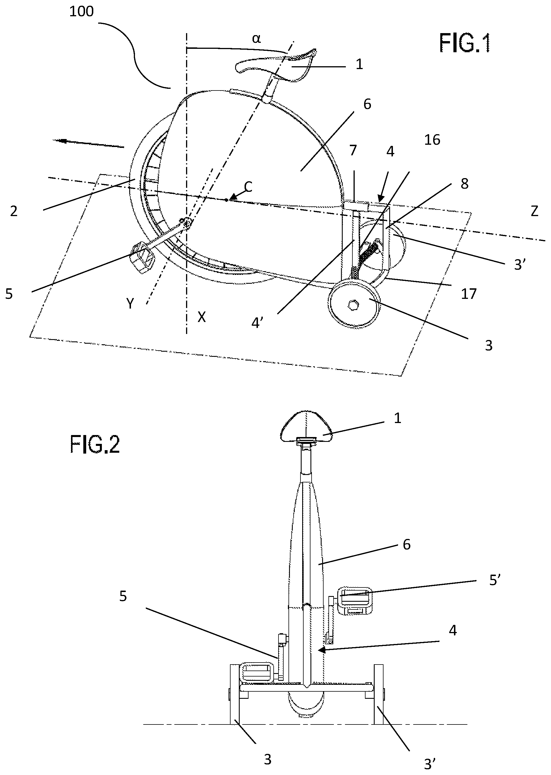 Patent US12583550 Figure 1 – Trycicle pedal vehicle