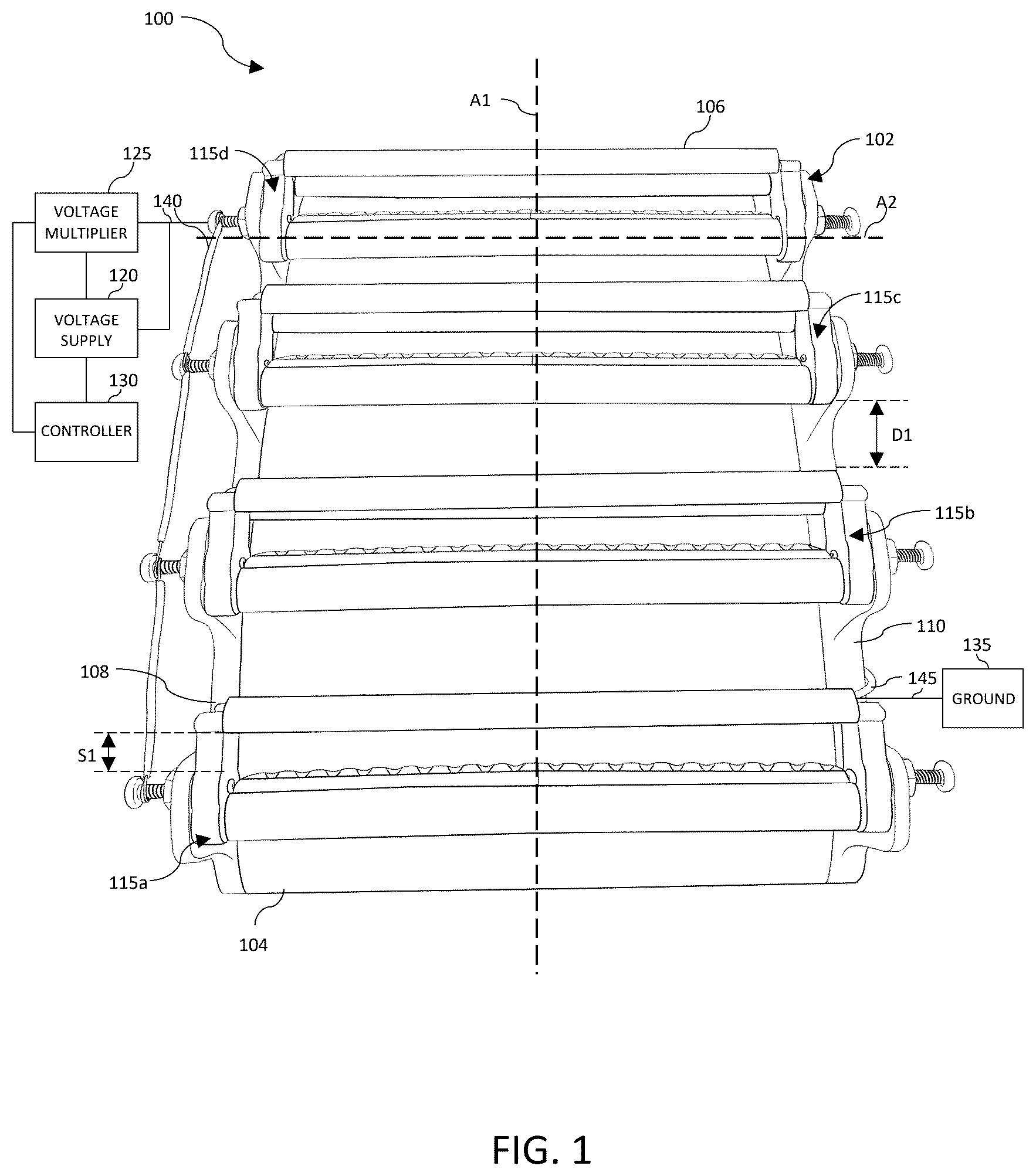 Patent US12583595 — Wing-mounted multi-stage ionic thruster — Figure 1