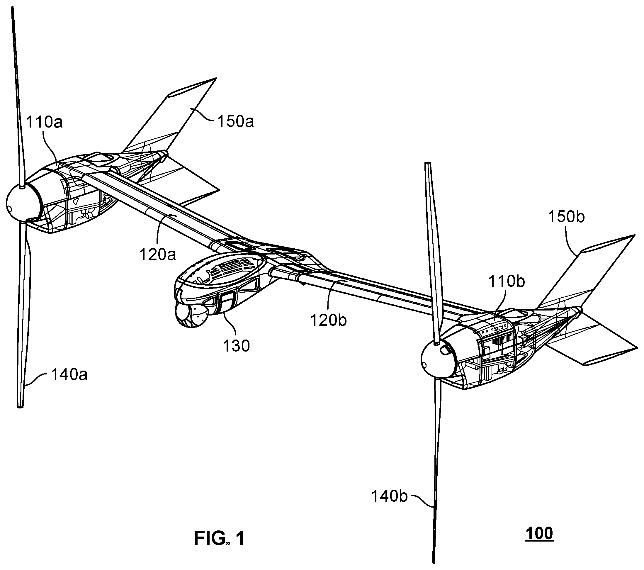 Patent US12583599 — Connectors and joints for dual engine vertical take off and landing collapsible fixed wing aircraft — Figure 1
