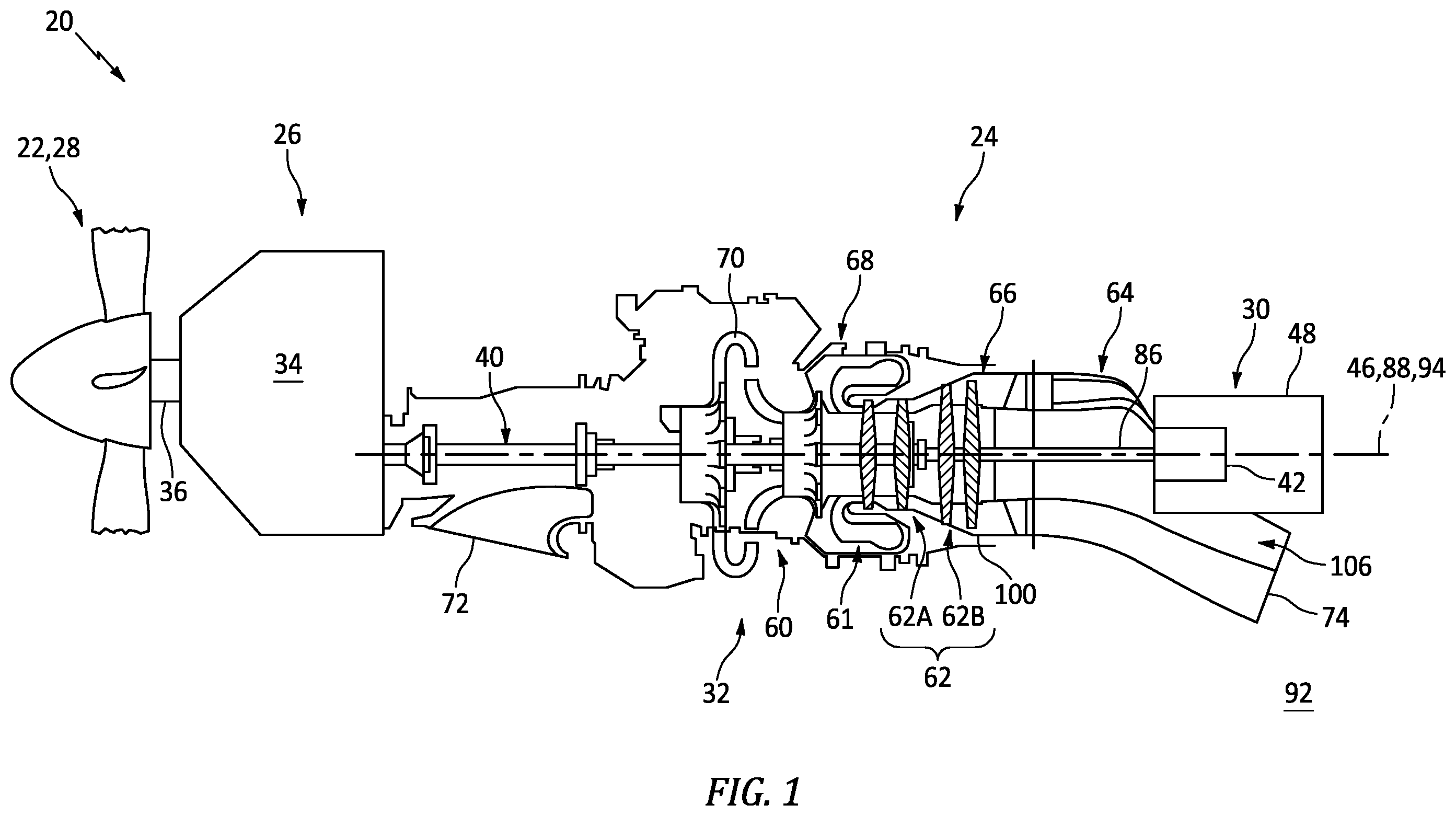 Patent US12583609 — Exhaust duct for hybrid aircraft powerplant — Figure 1
