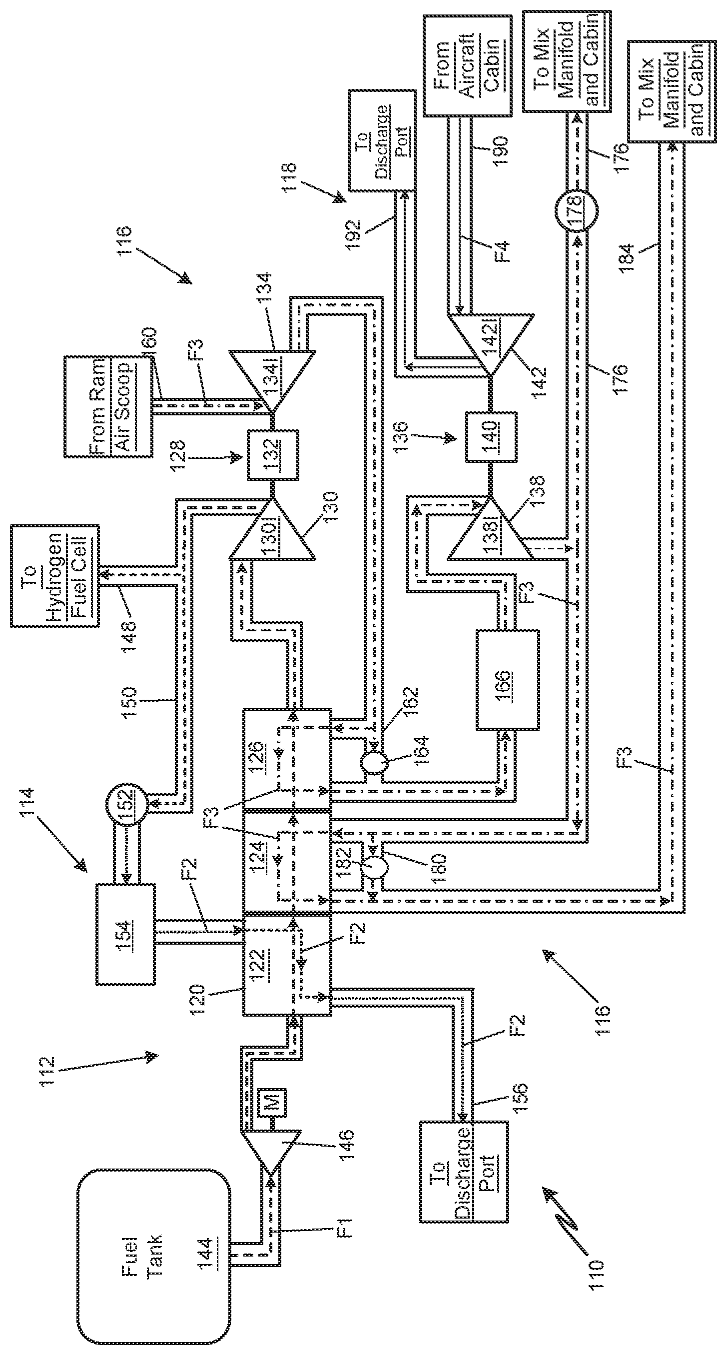 Patent US12583614 — Environmental control system with liquid hydrogen fuel vaporization for a hydrogen fuel cell — Figure 1