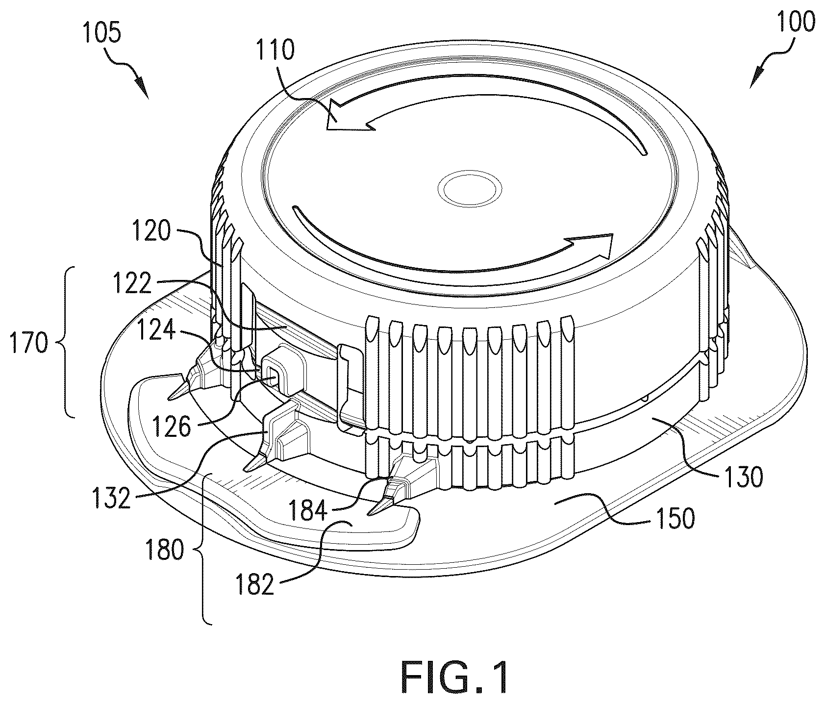 Patent US12583647 Figure 1 – Tethered cap and spout