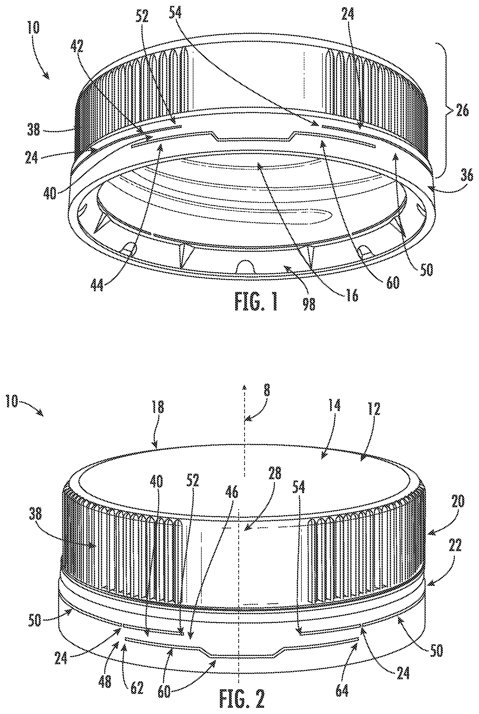 Patent US12583649 — Modified sidewall of tethered closure — Figure 1