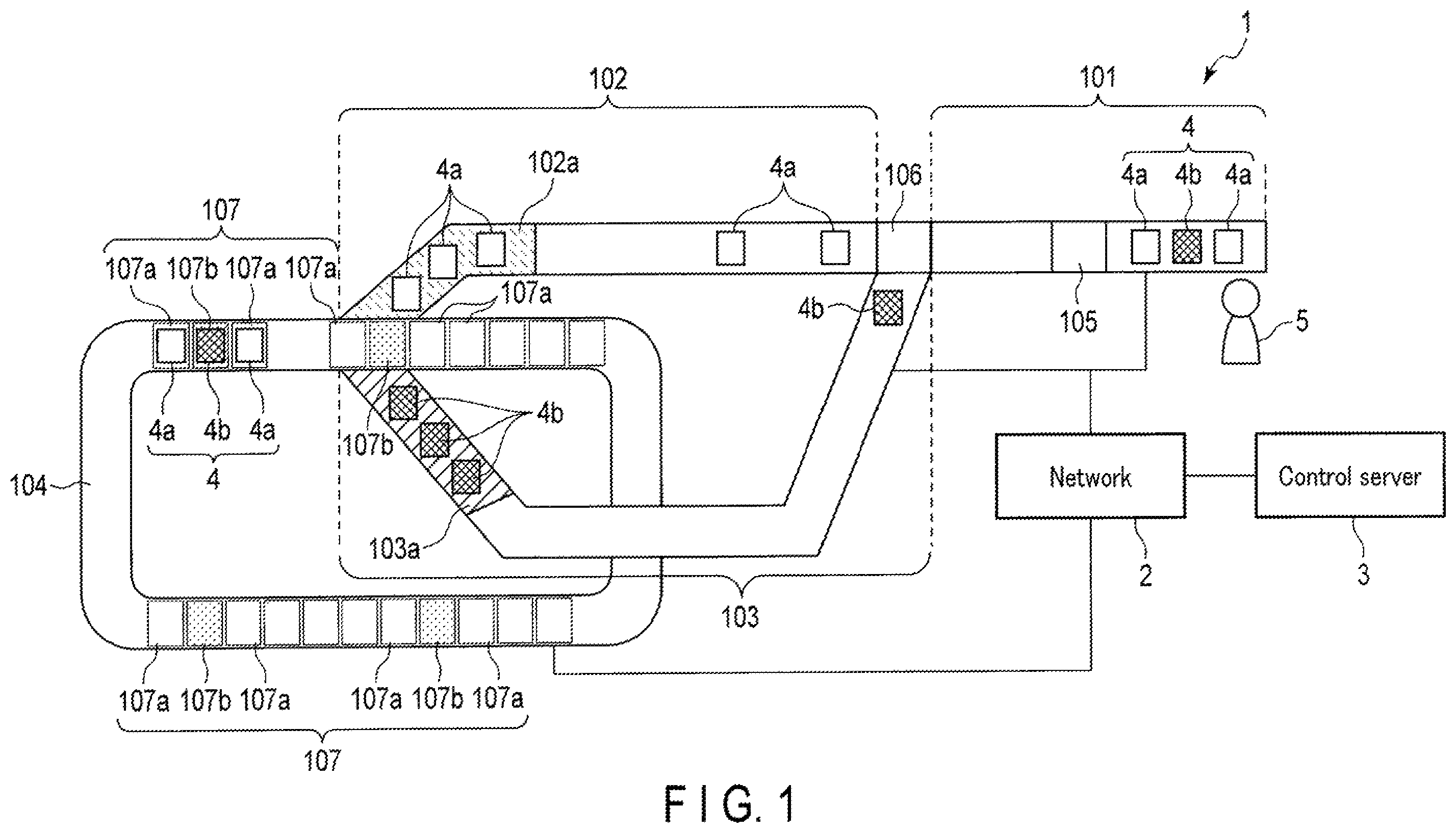 Patent US12583688 Figure 1 – Article conveyance sorting apparatus, article sorting system, and control server