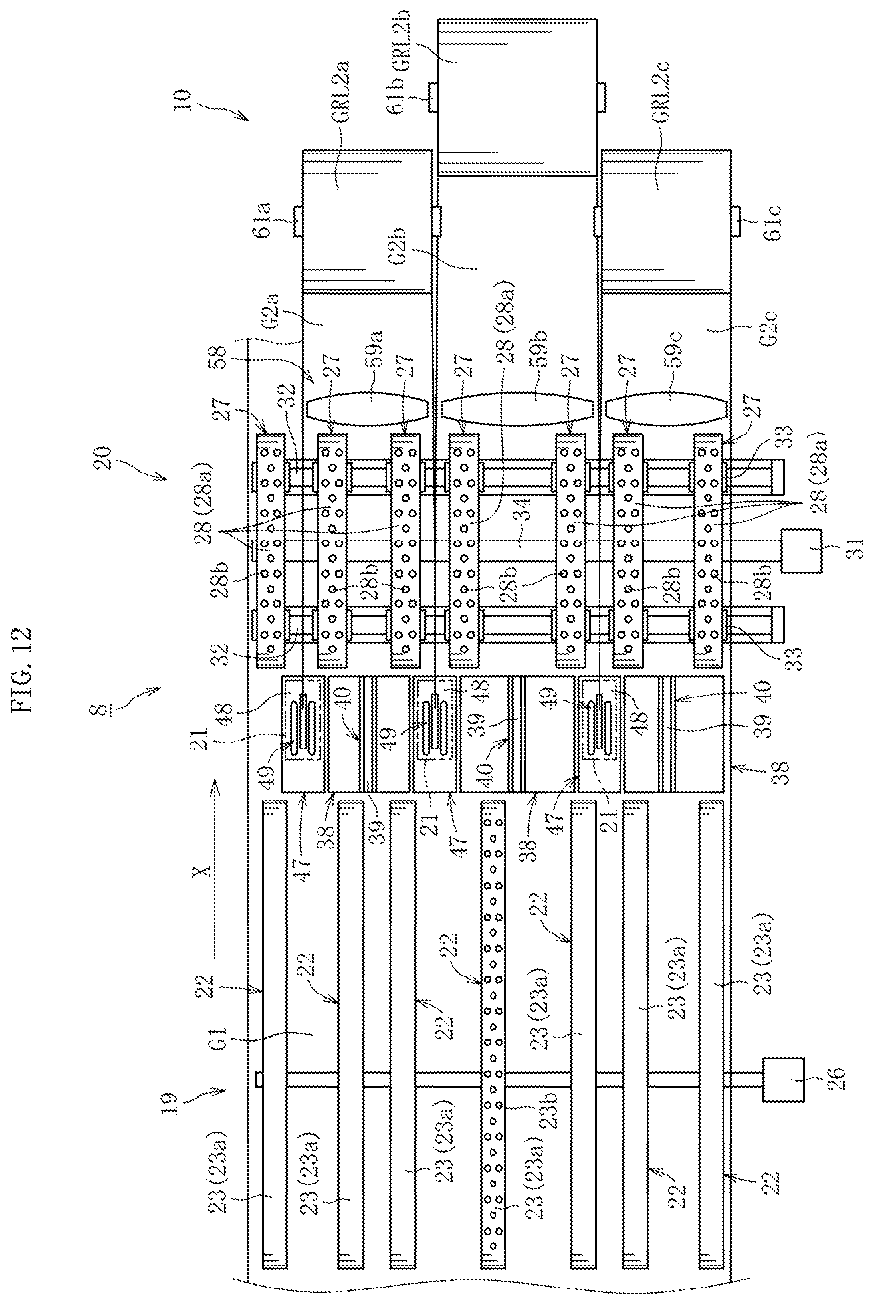 Patent US12583781 Figure 8 – Glass film production method, glass roll production method, and glass film production device