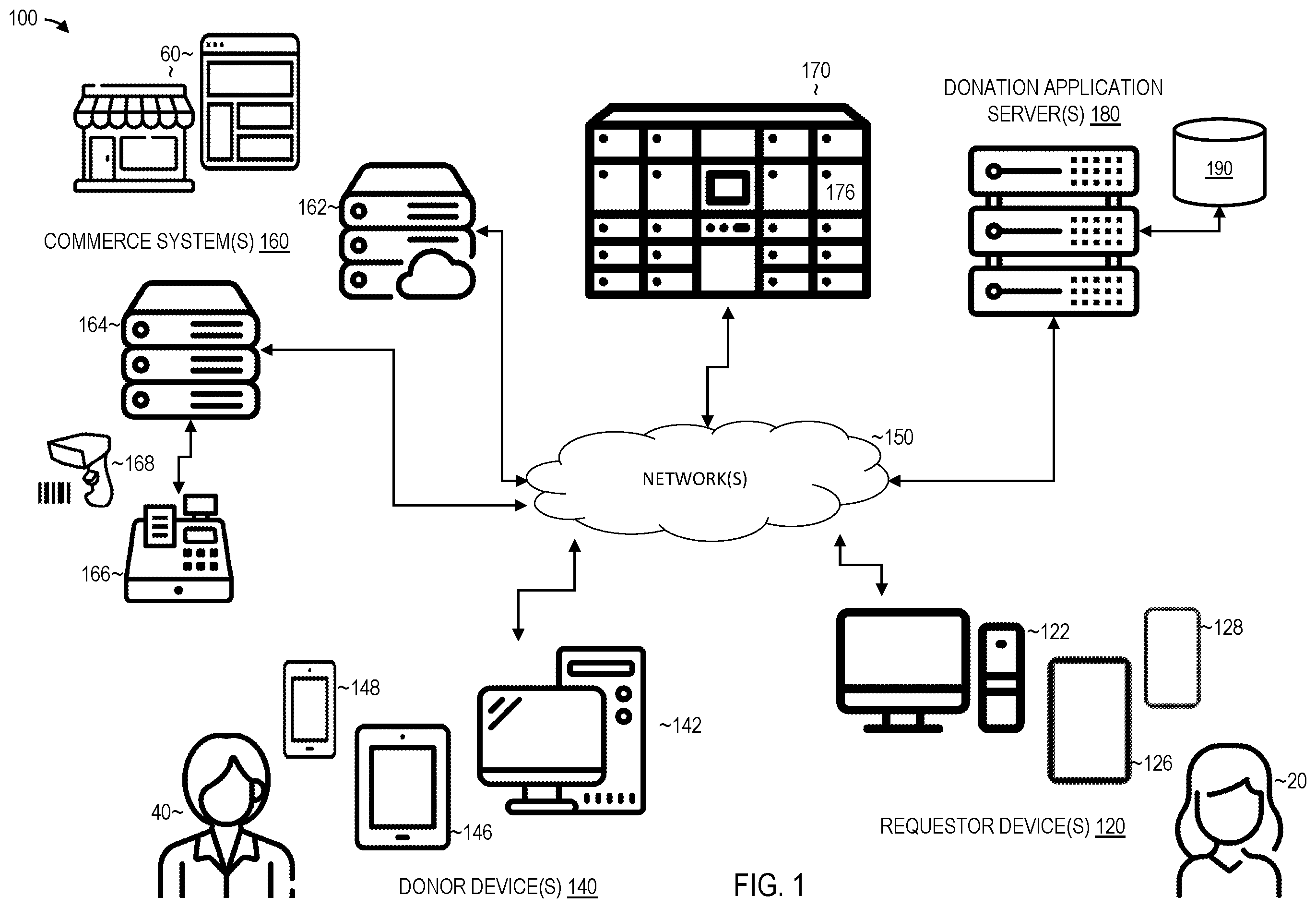 Patent US12586120 — Location-based system for charitable donation — Figure 1