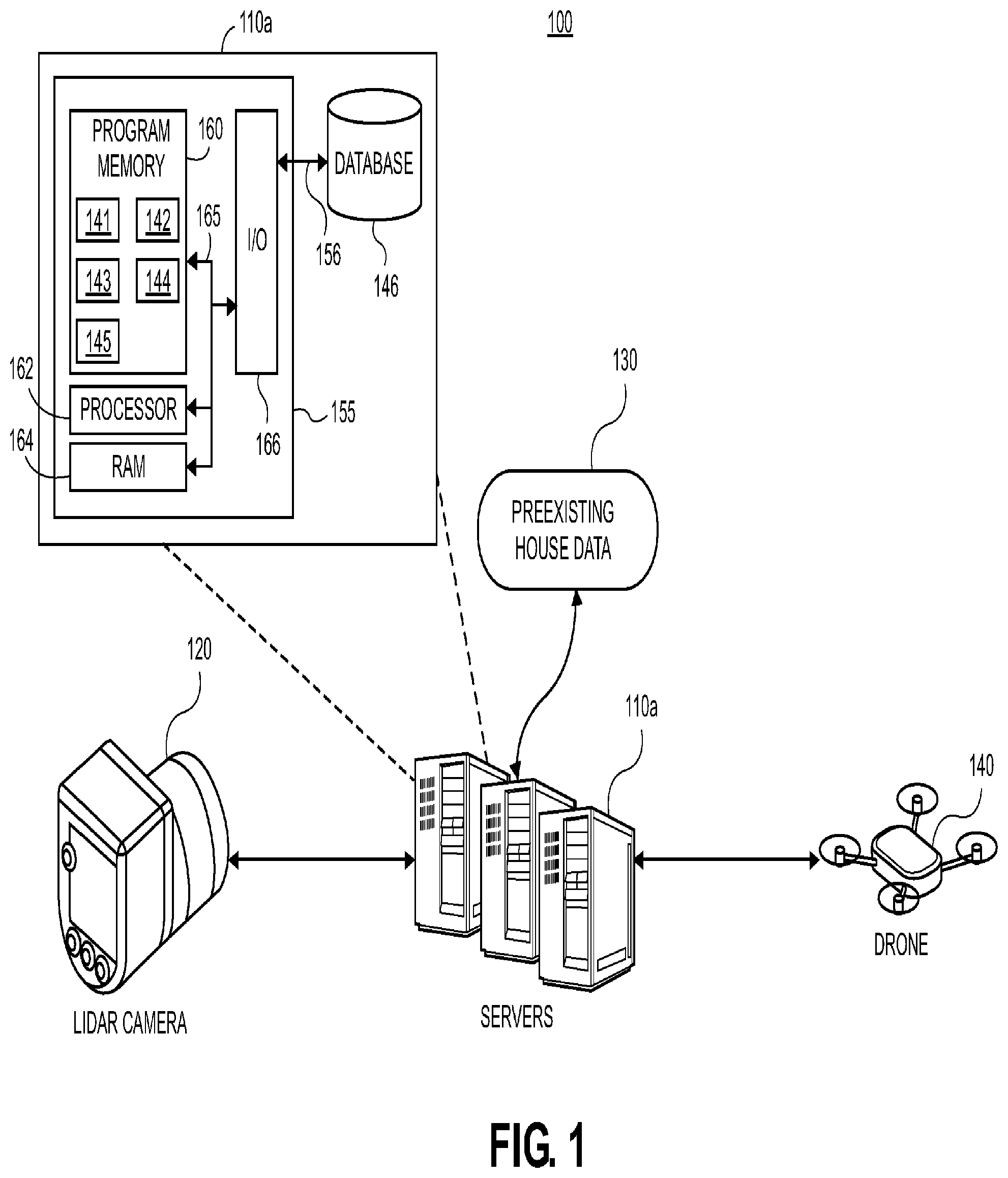 Patent US12586135 — Systems and methods for light detection and ranging (LIDAR) based generation of a homeowners insurance quote — Figure 1