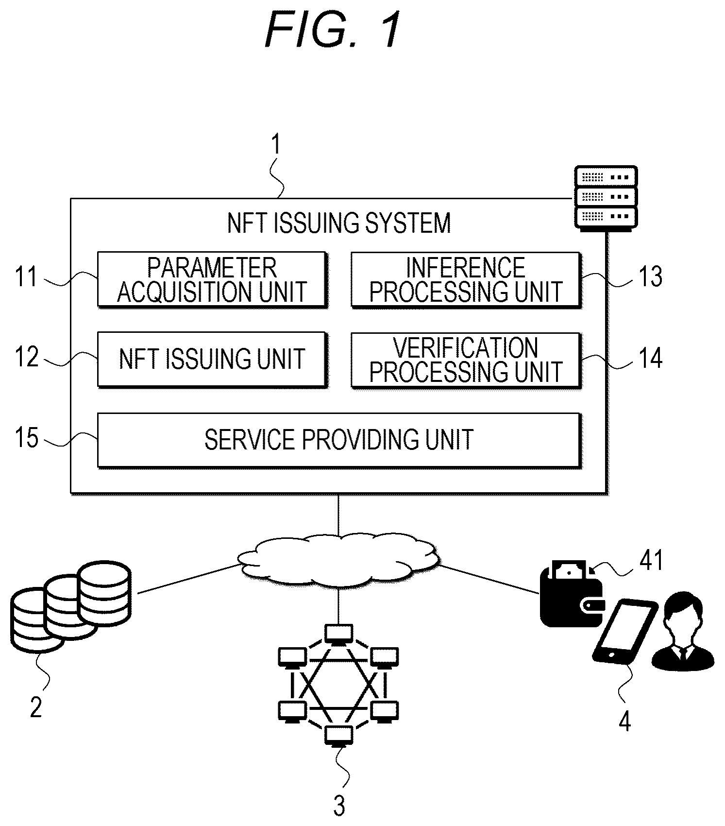 Patent US12586141 — NFT issuing system — Figure 1