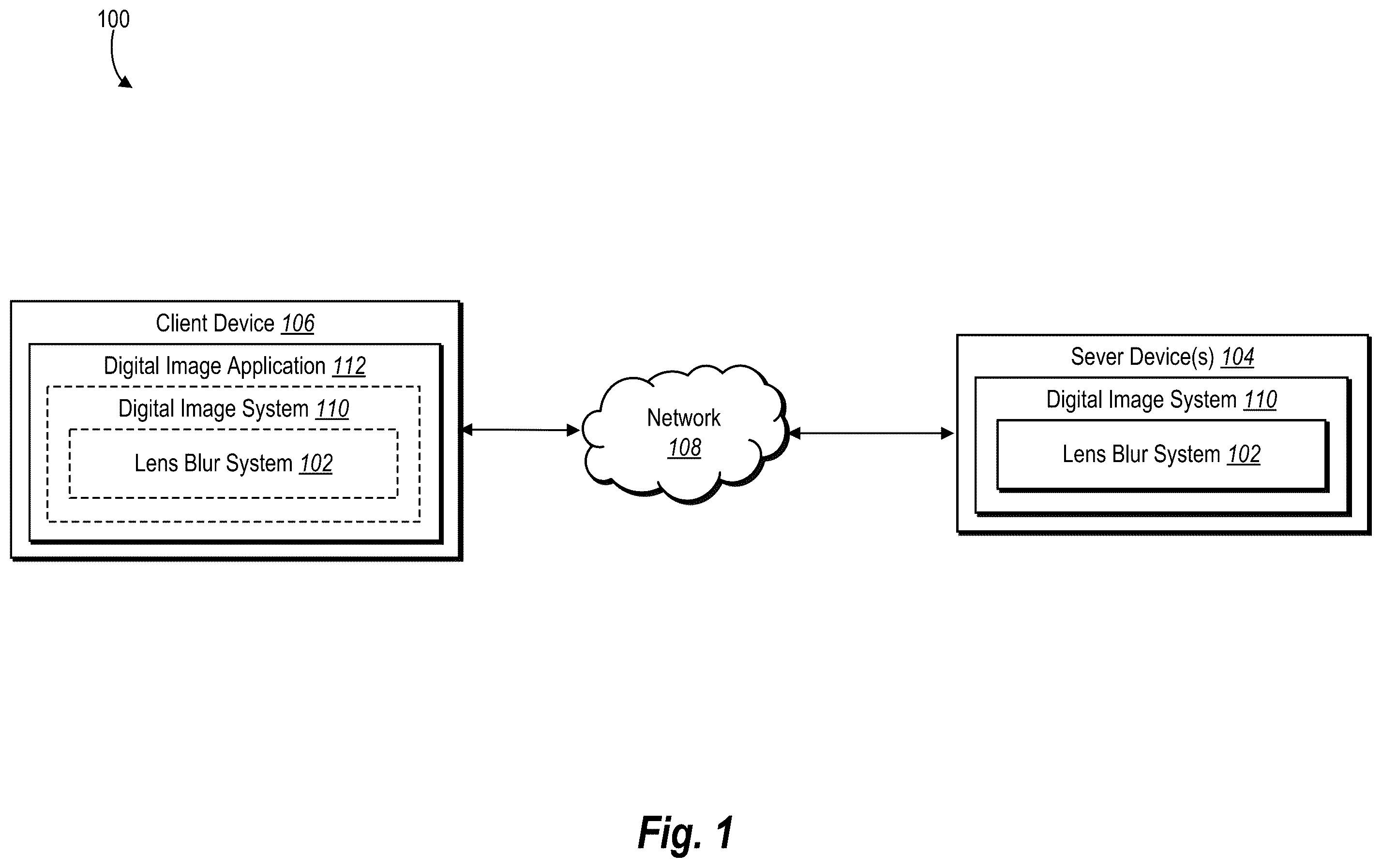 Patent US12586163 — Interactively refining a digital image depth map for non destructive synthetic lens blur — Figure 1