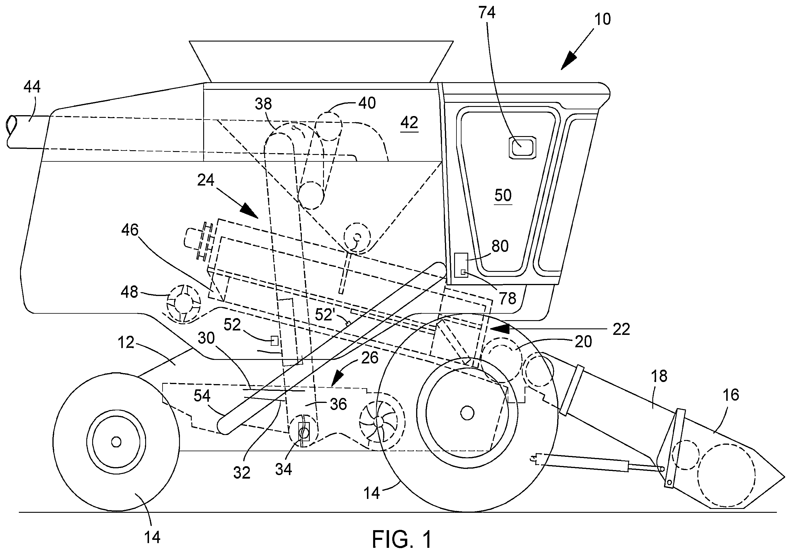 Patent US12586194 — Arrangement and method for the optical assessment of crop in a harvesting machine — Figure 1