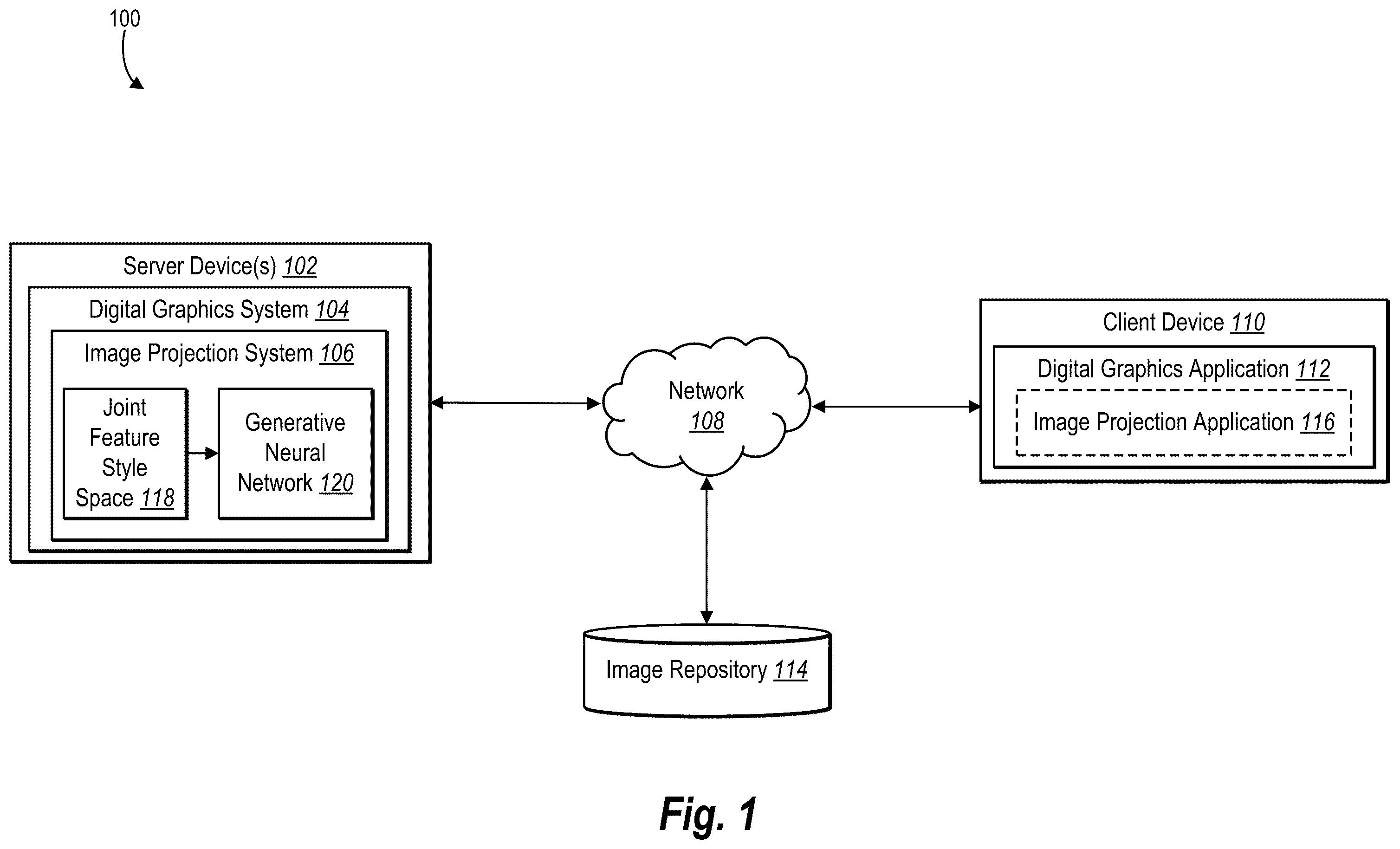 Patent US12586270 — Generating and modifying digital images using a joint feature style latent space of a generative neural network — Figure 1