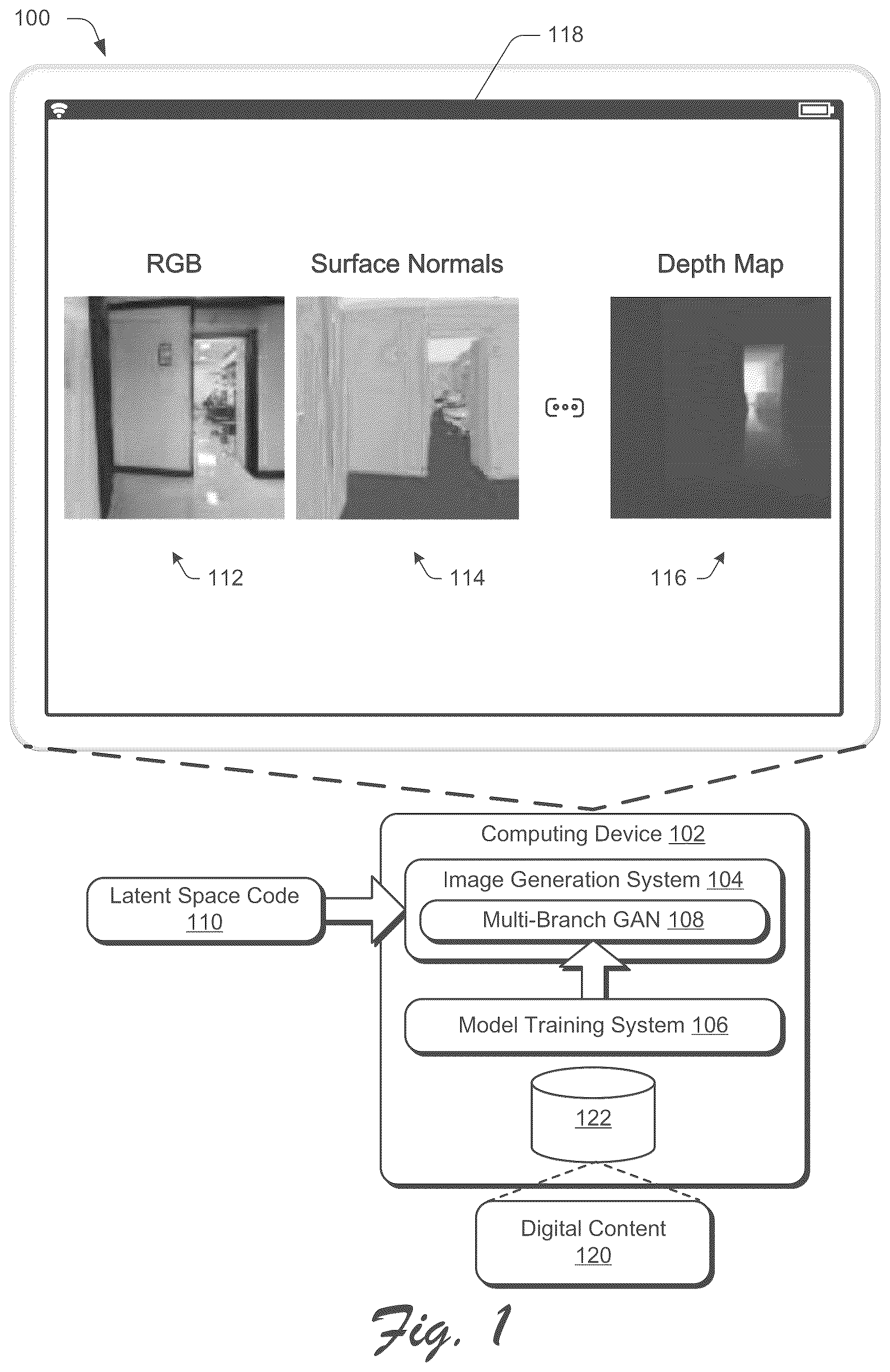 Patent US12586344 — Generative model for multi-modality outputs from a single input — Figure 1