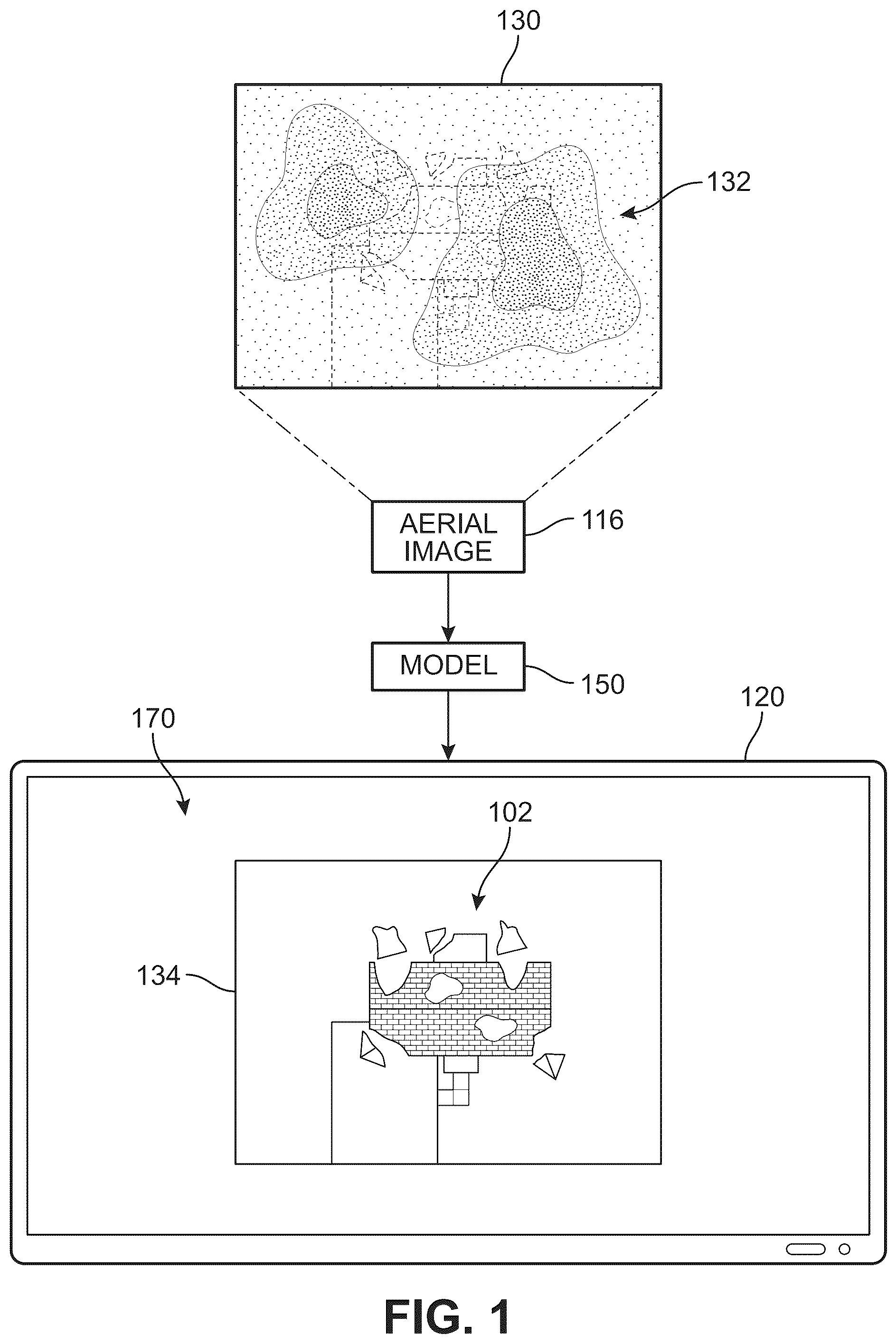 Patent US12586372 — System and method for assessing structural damage in occluded aerial images — Figure 1
