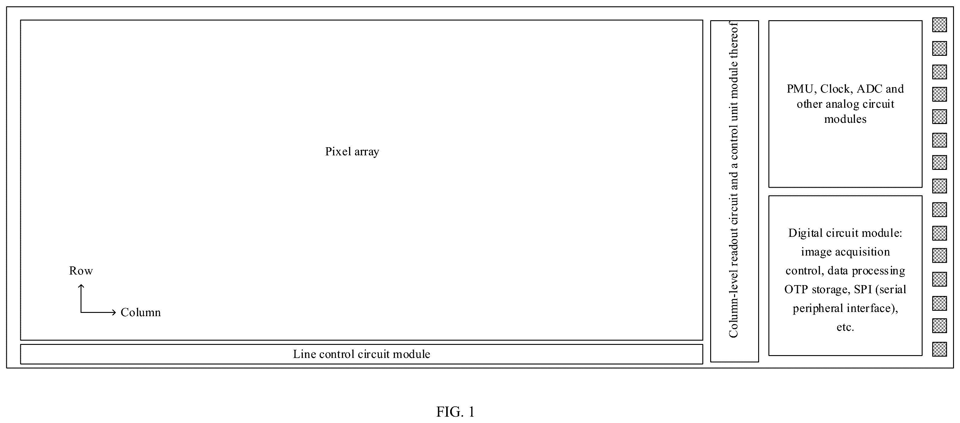 Patent US12586406 — Fingerprint array structure, fingerprint sensor chip, and electronic device — Figure 1