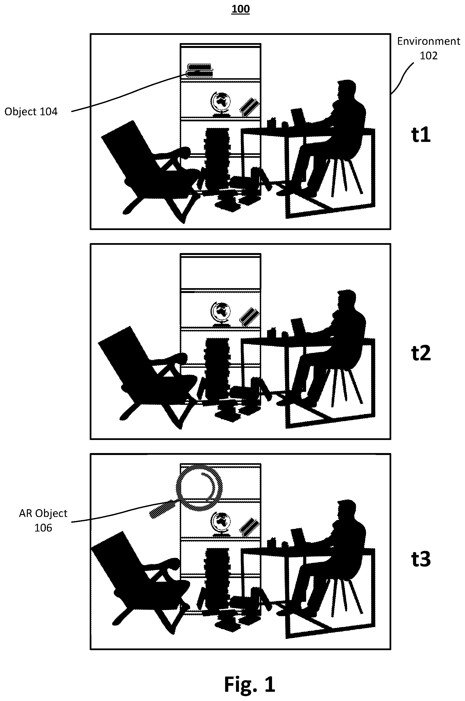 Patent US12586456 — Systems and methods for providing security system information using augmented reality effects — Figure 1