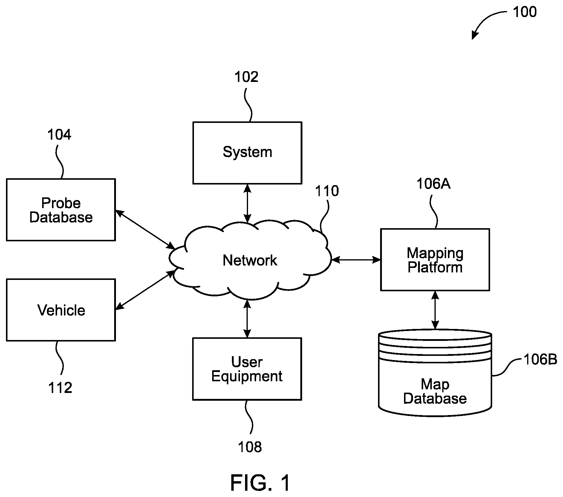 Patent US12586462 — System and method for generating traffic congestion data for an impacted road — Figure 1