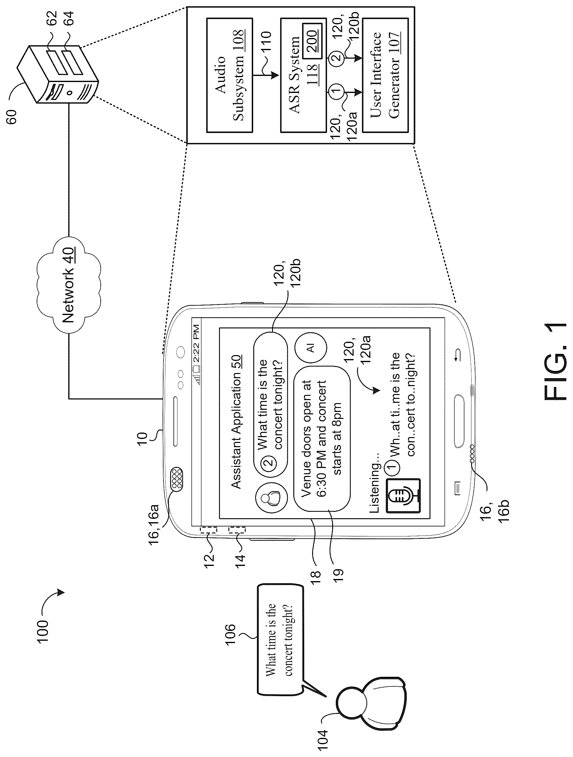 Patent US12586579 Figure 1 – End-to-end segmentation in a two-pass cascaded encoder automatic speech recognition model