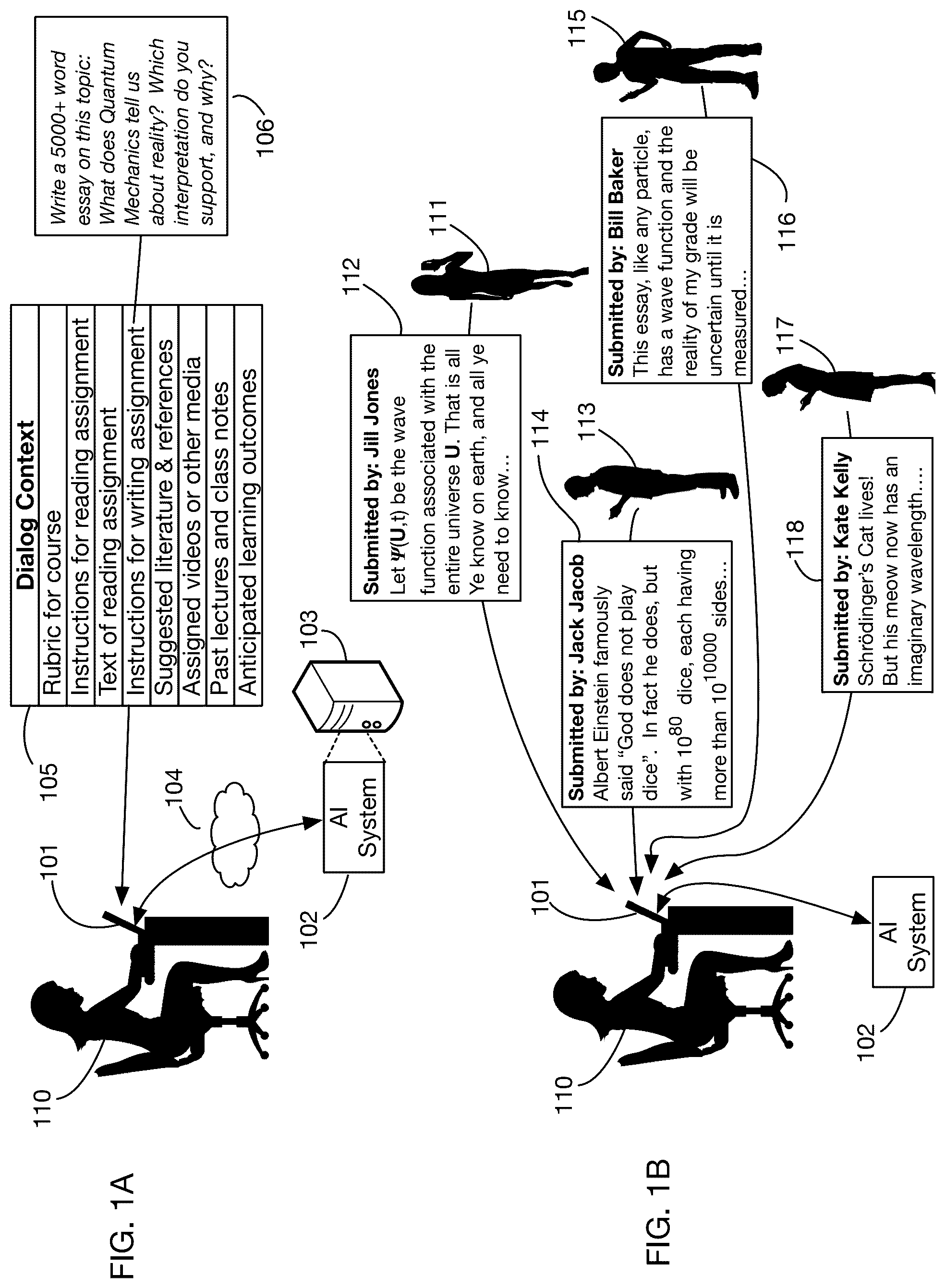 Patent US12586589 Figure 1 – Artificial intelligence system that generates questions and evaluates oral readings and responses