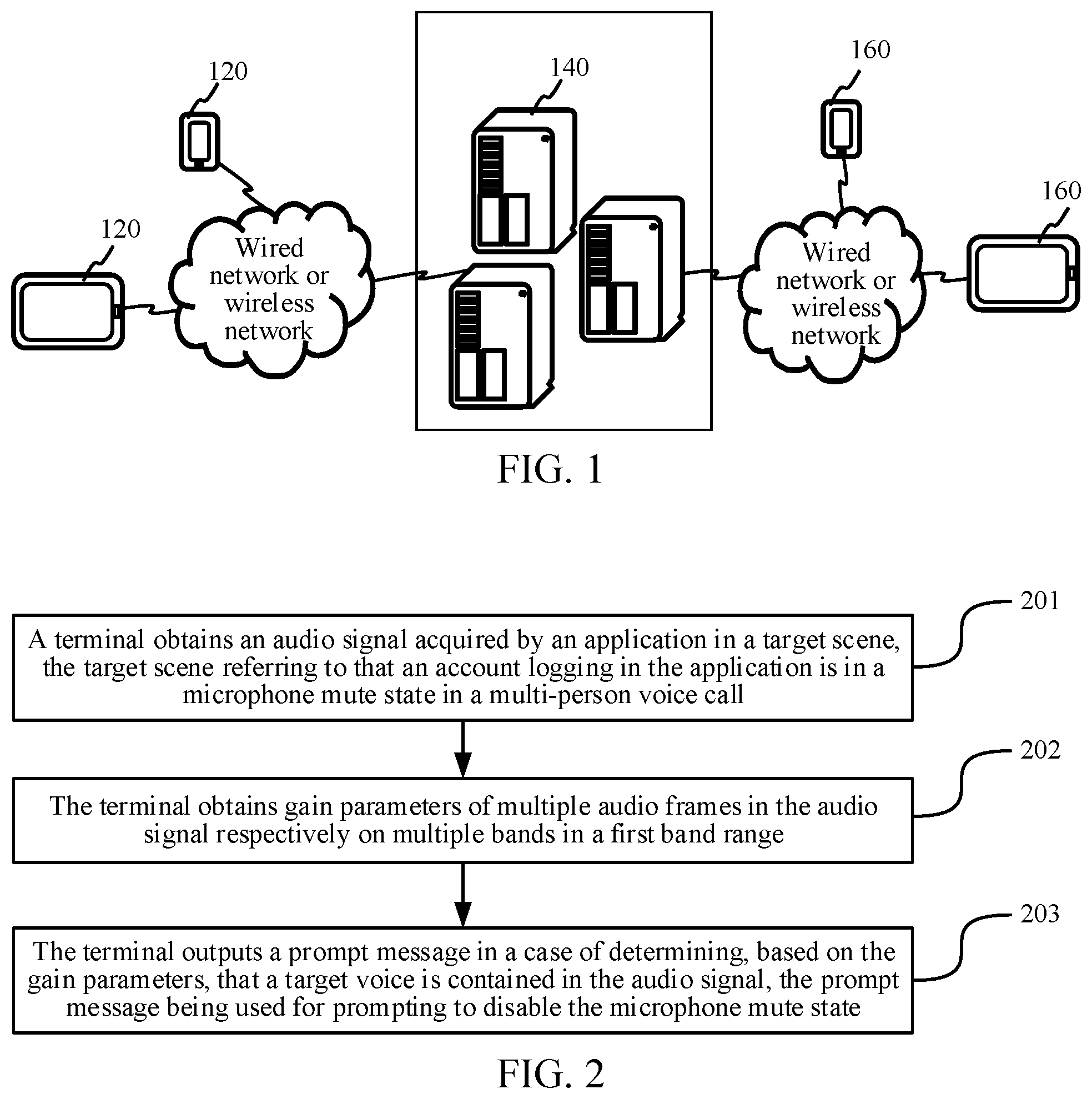 Patent US12586599 — Audio signal processing method and apparatus, electronic device, and storage medium with machine learning and for microphone mute state features in a multi person voice call — Figure 1