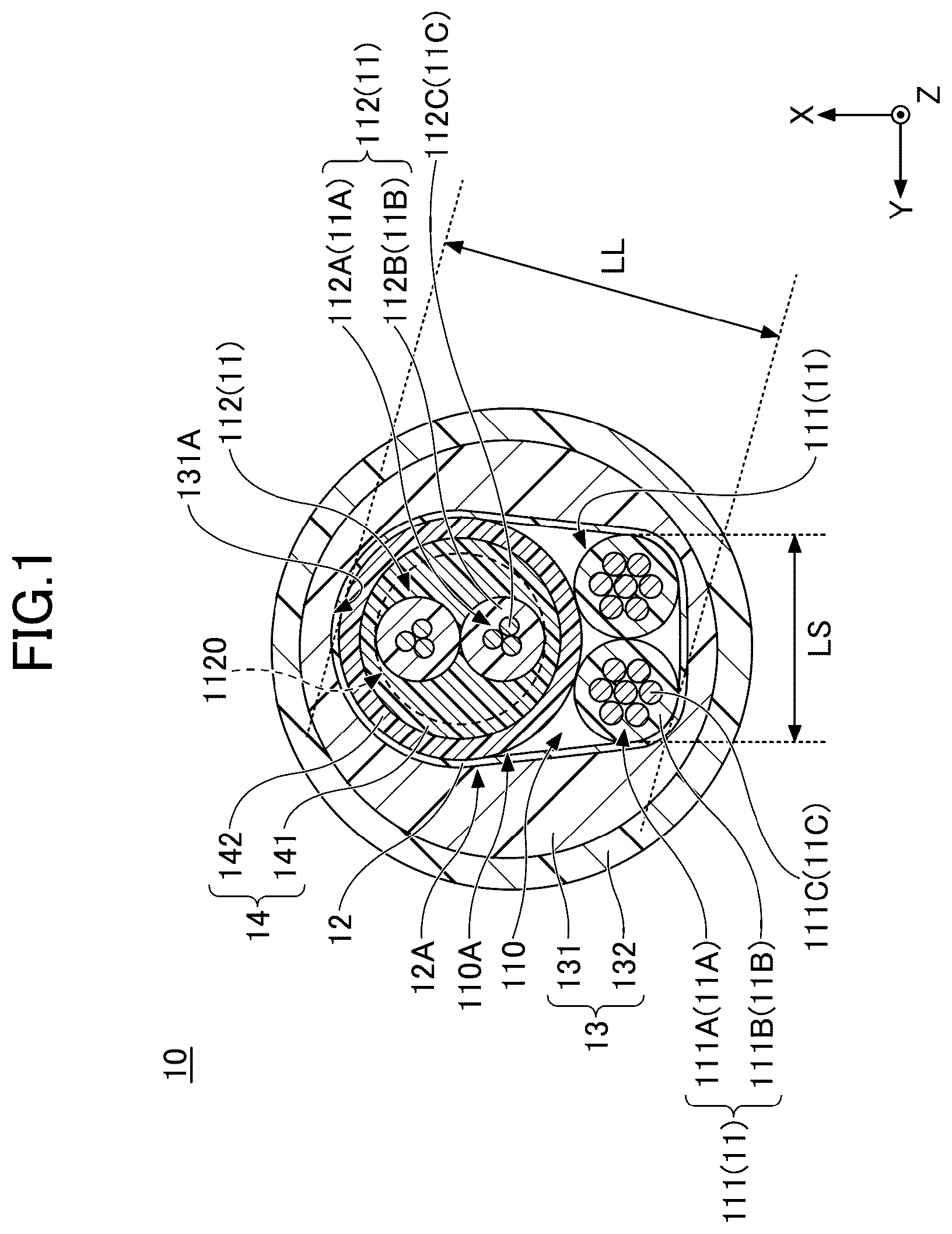 Patent US12586694 — Multicore cable — Figure 1